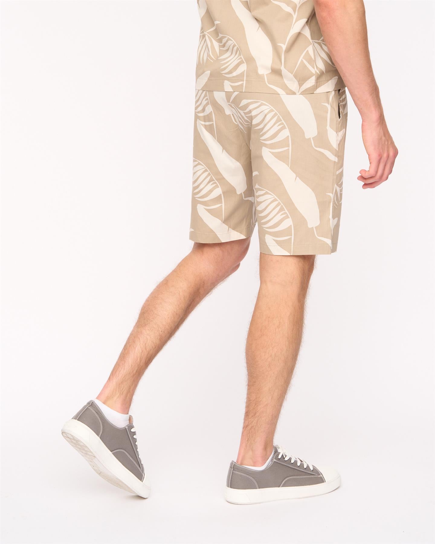 Mens Hopkinton Shirt & Shorts Set Light Stone