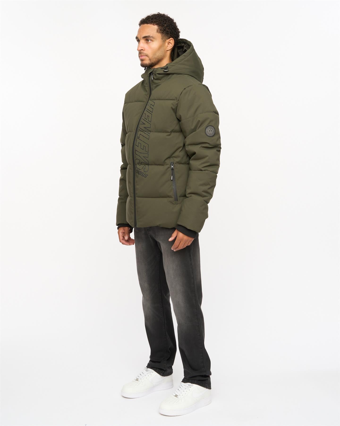 Mens System Ski Puffer Jacket Khaki
