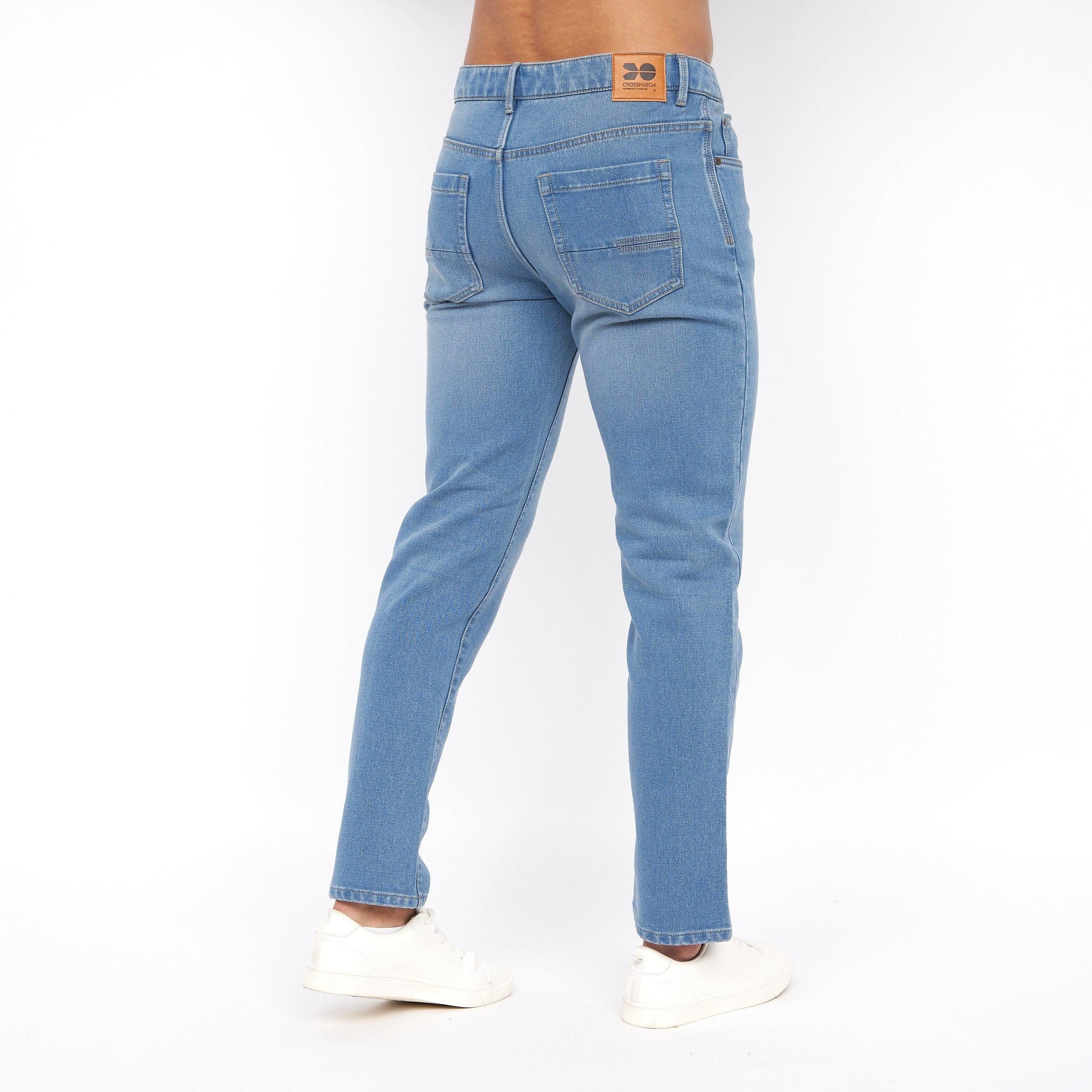 Crosshatch Mens Lampoons Slim Fit Jeans Light Wash