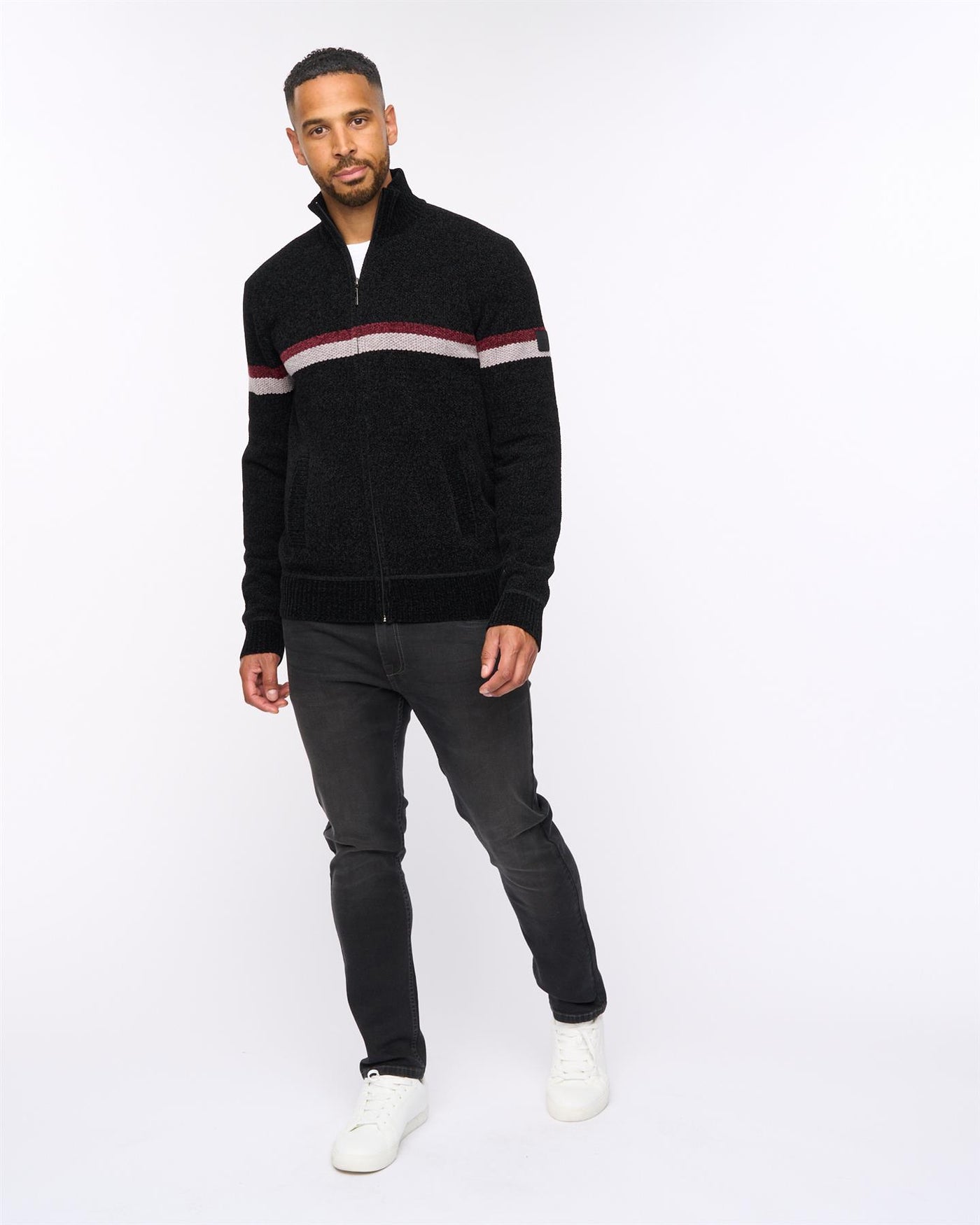 Stampton Chenille Full Zip Jumper Black