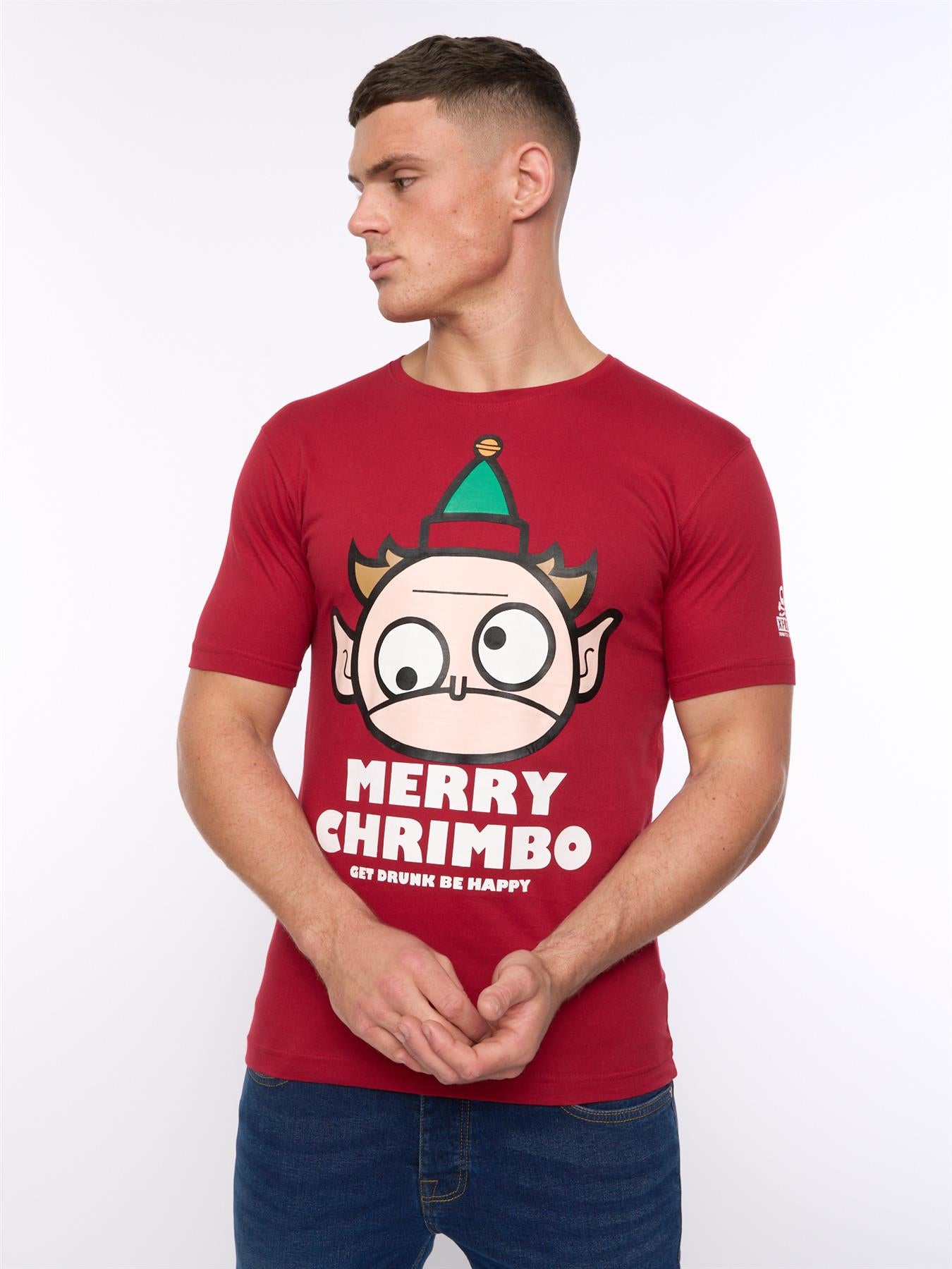 Mens Xplicit Drunk Elf T-Shirt Blood Red
