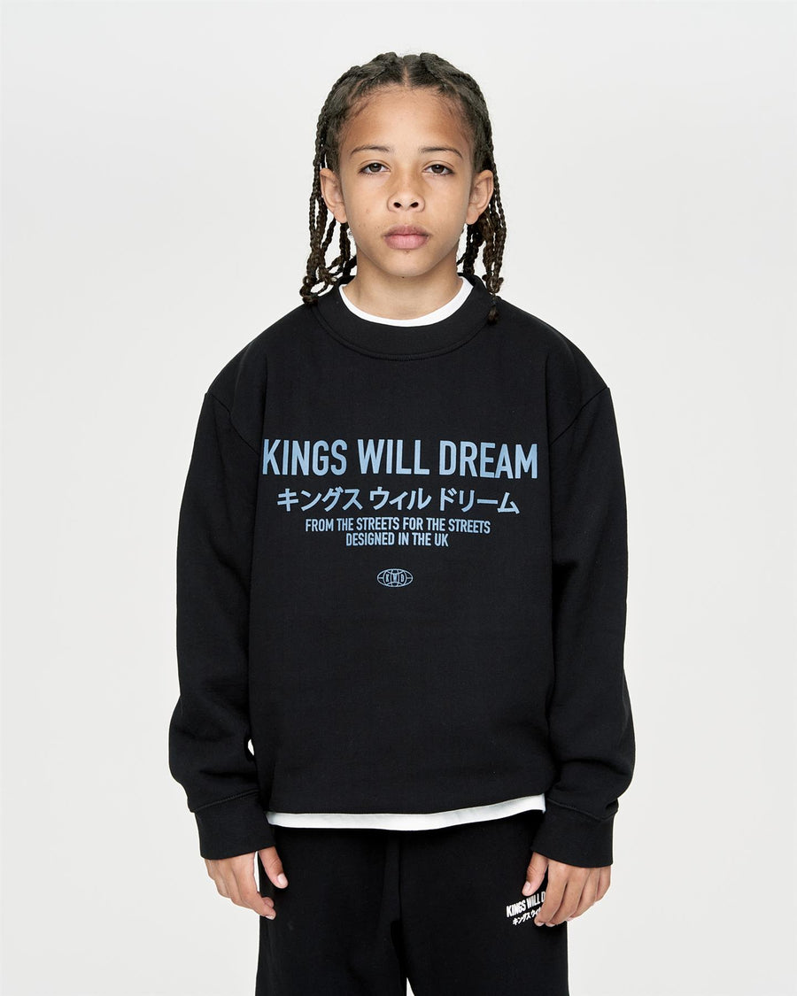 Kids Boys Studio Stacked Crew Sweat Black