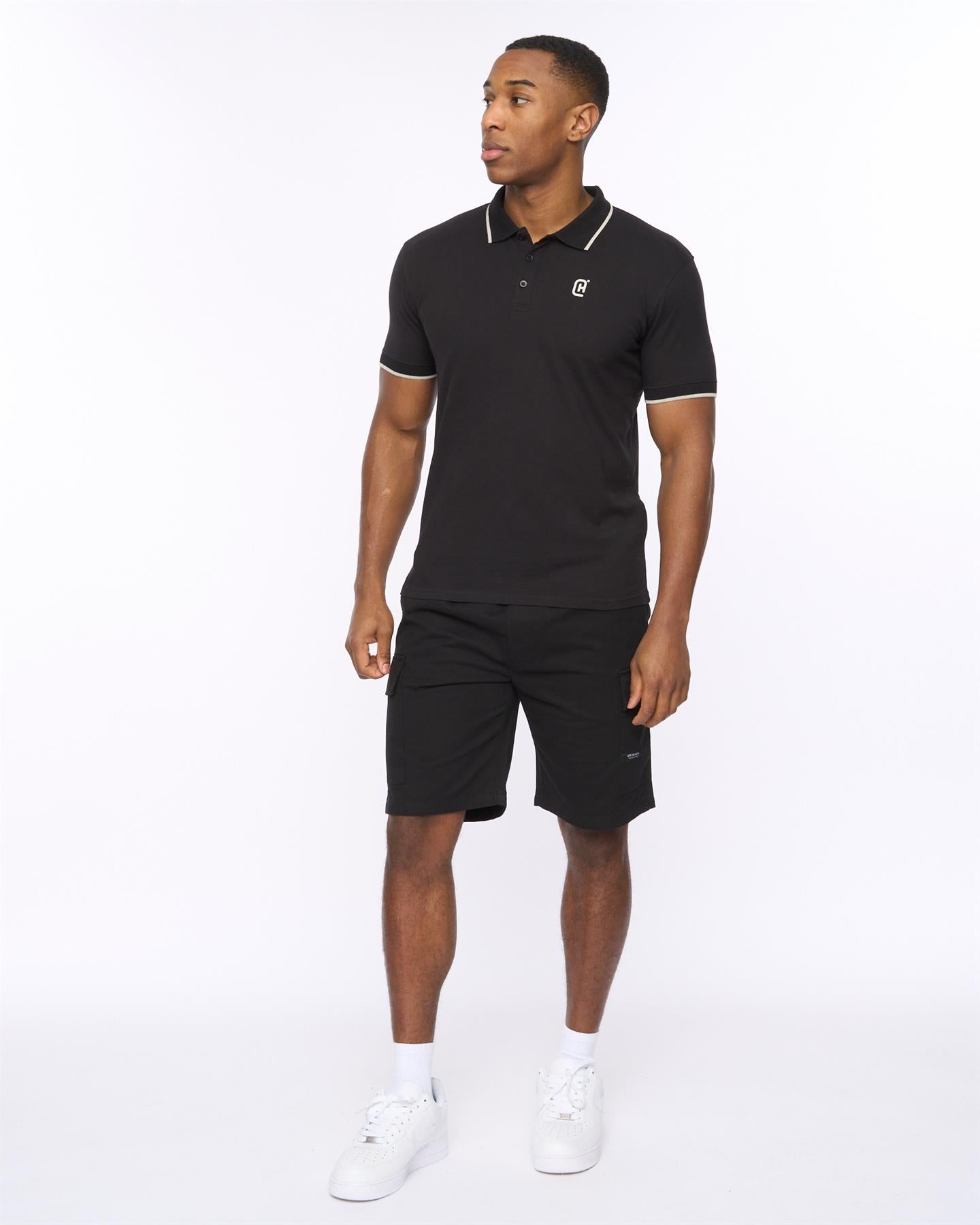 Mens Utilate Elastic Waist Cargo Shorts Black