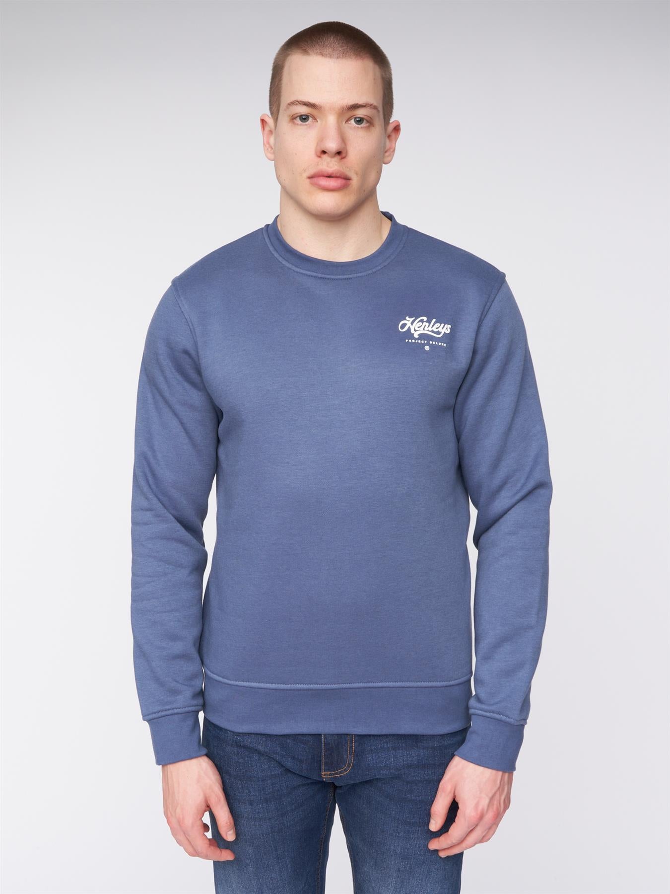 Mens Scripthen Crew Sweat Deep Blue