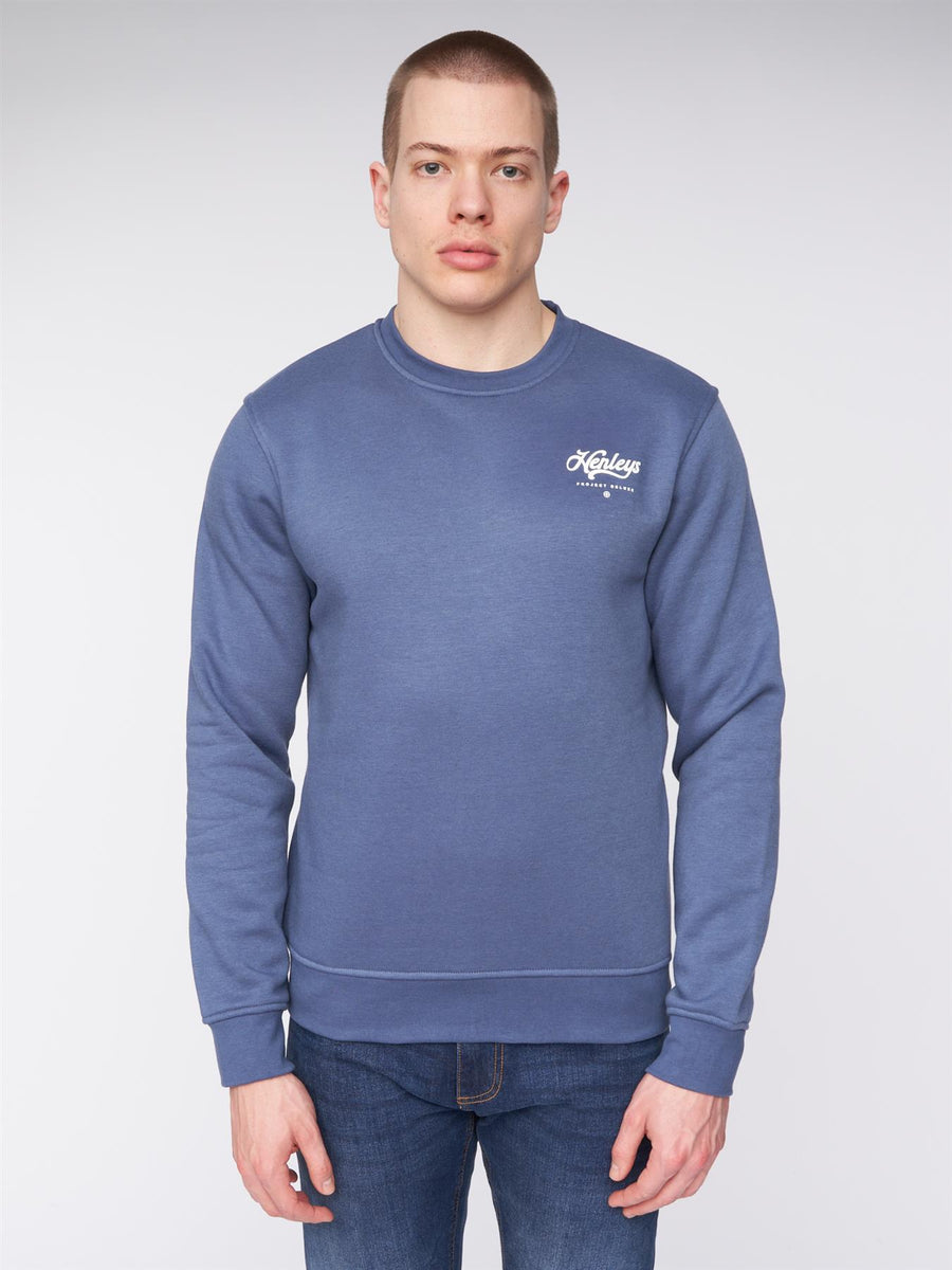 Mens Scripthen Crew Sweat Deep Blue