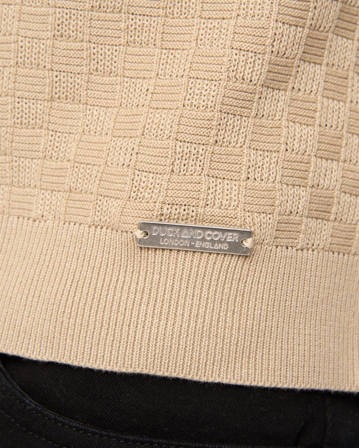 Mens Danvers Zip Knit Polo Stone