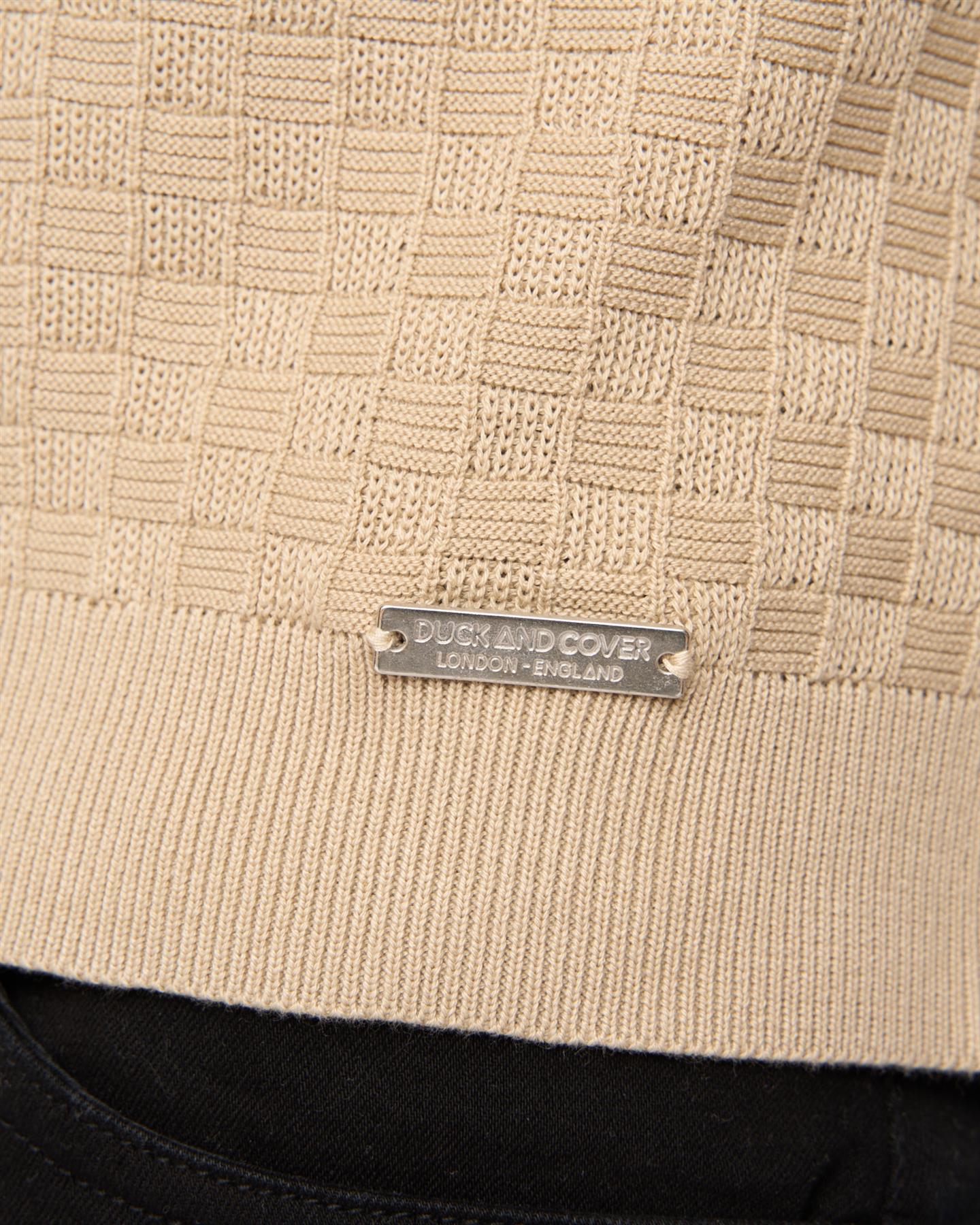 Mens Danvers Zip Knit Polo Stone