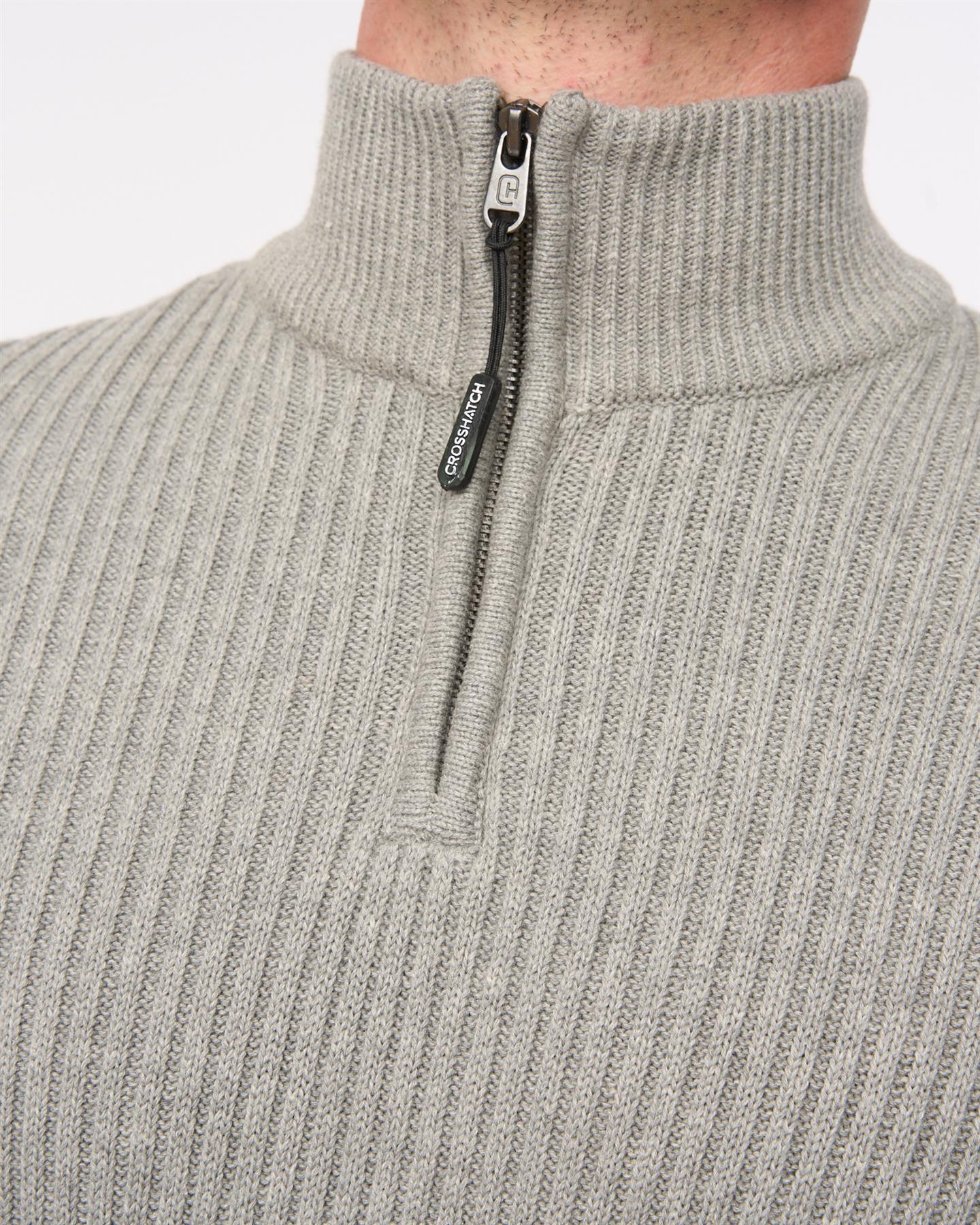 Mens Havaline 1/4 Zip Knit Grey Marl