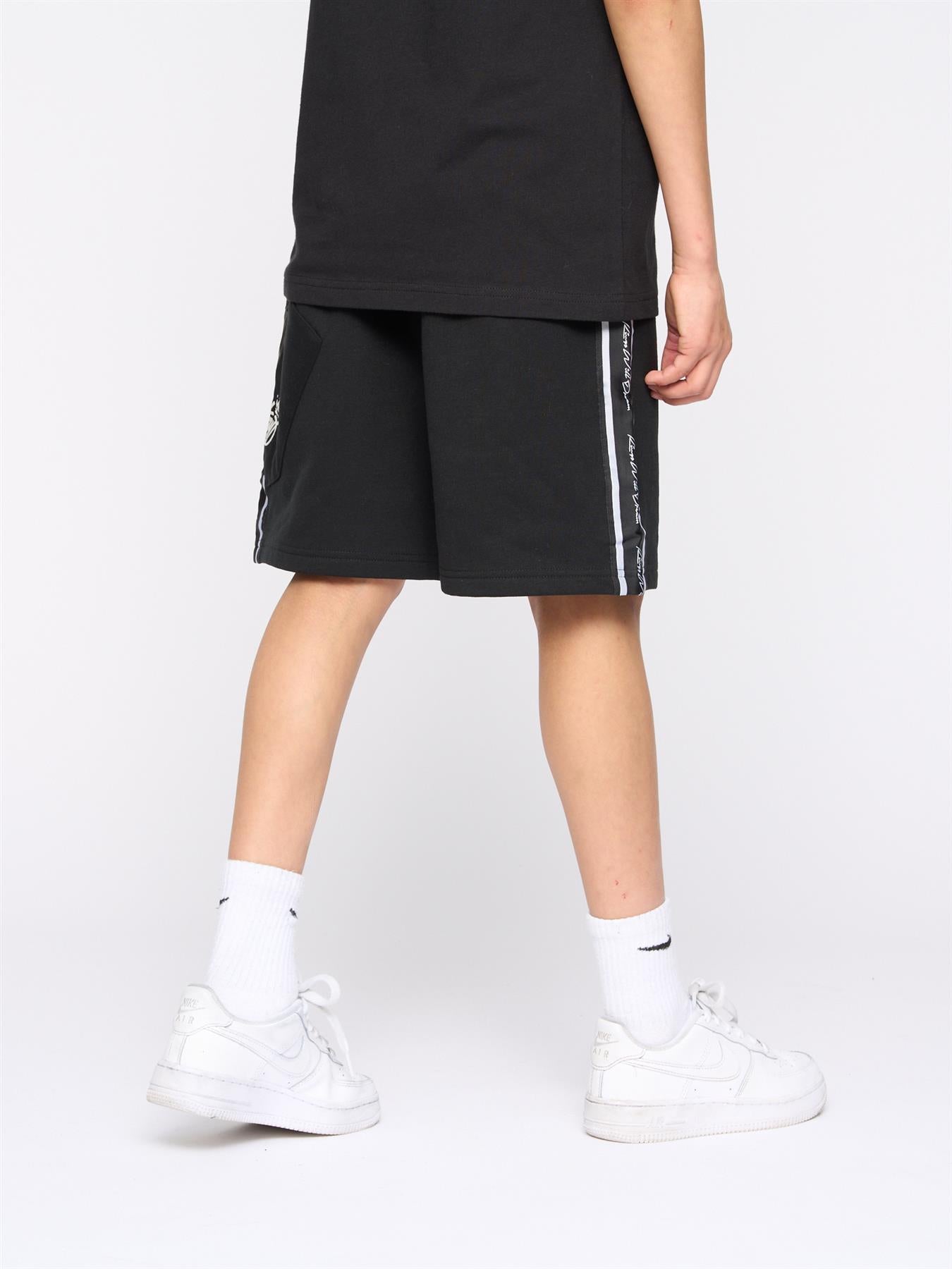Kids Boys Techy Taped Cargo Shorts Black