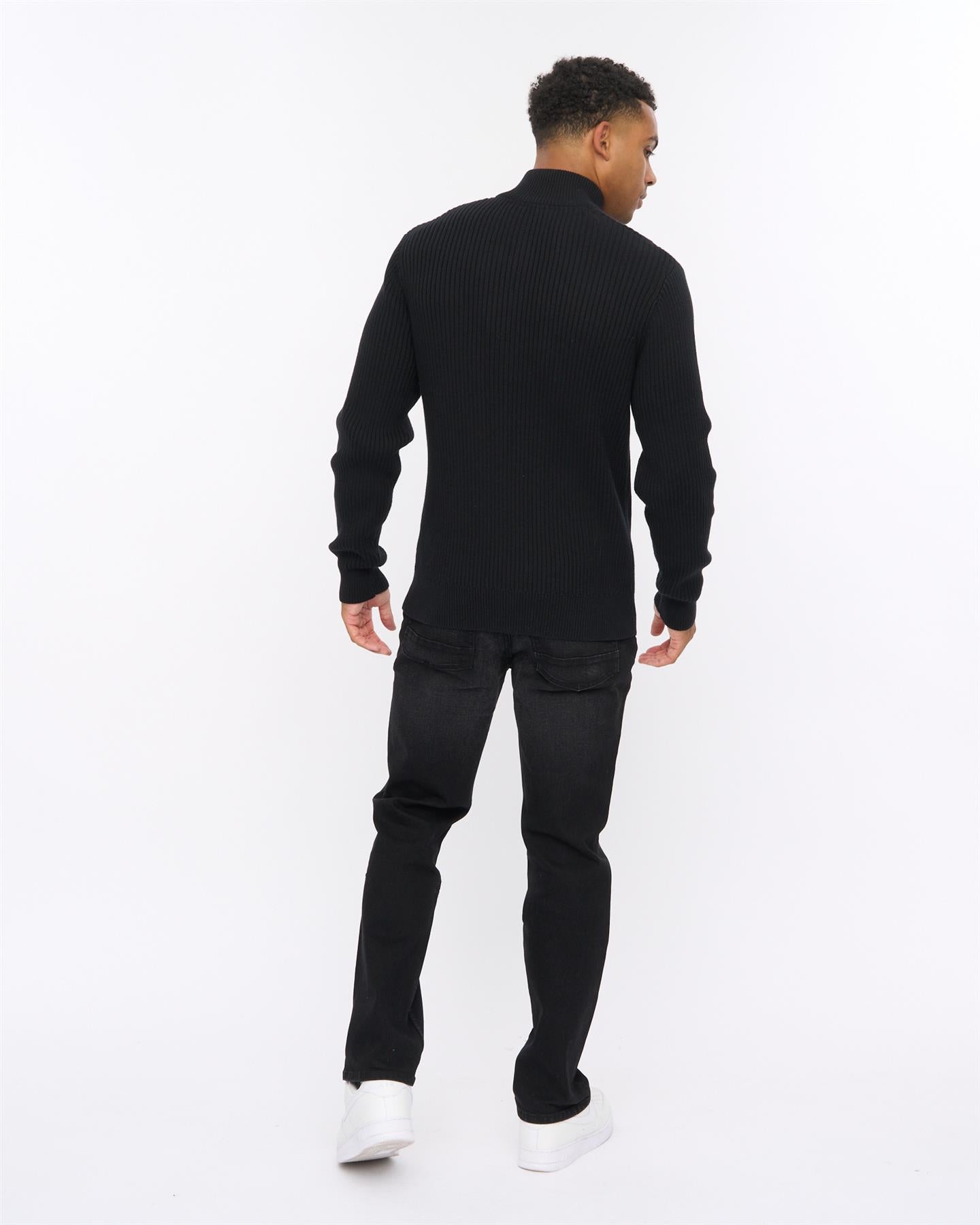 Mens Havaline 1/4 Zip Knit Black