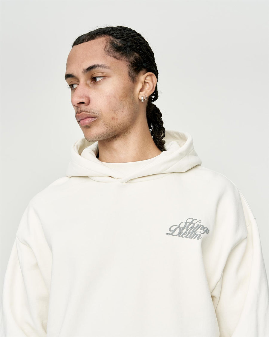 Mens Studio Scripted Hoodie Off White