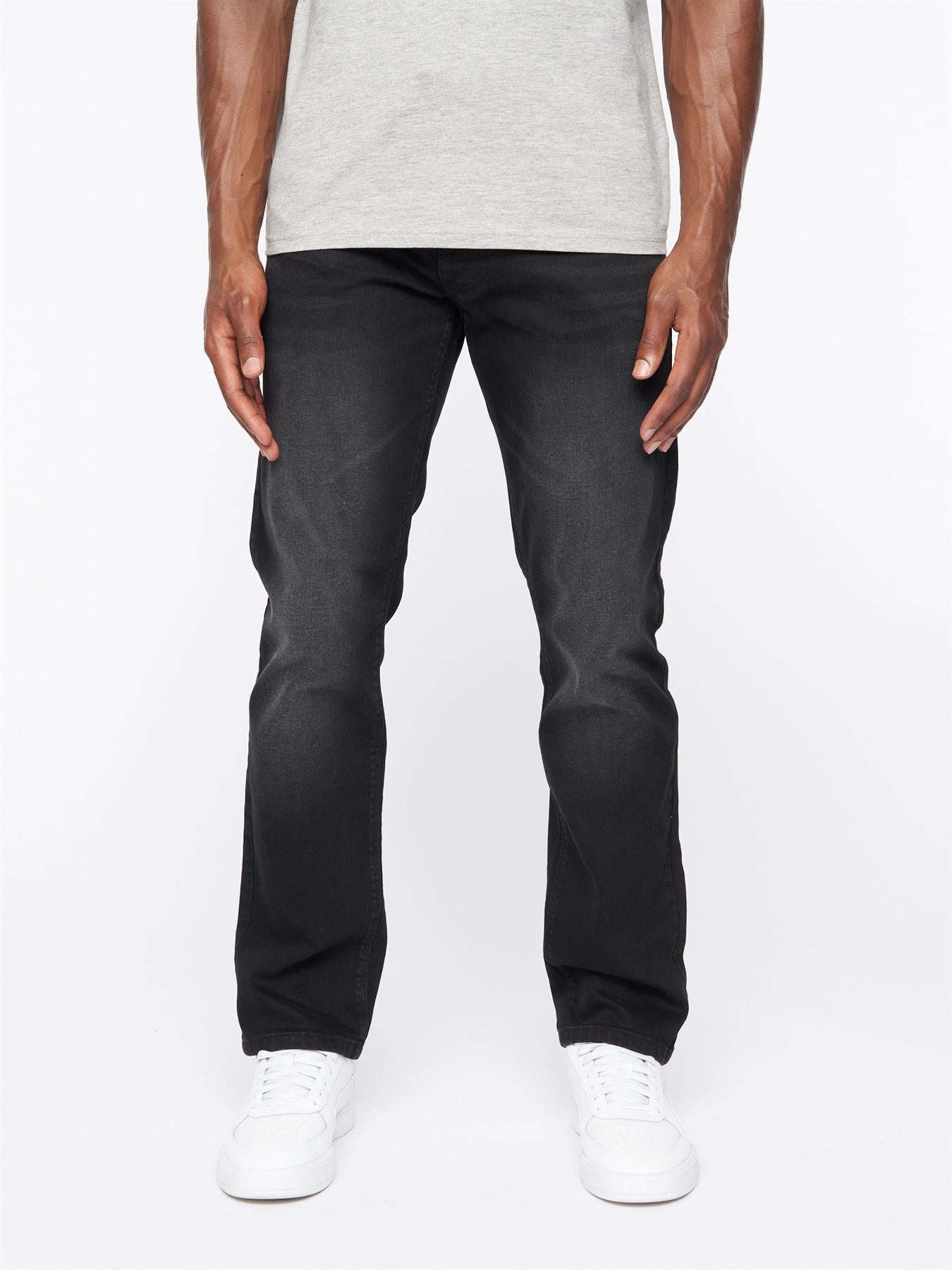 Crosshatch Mens Cadman Straight Jeans Black Wash