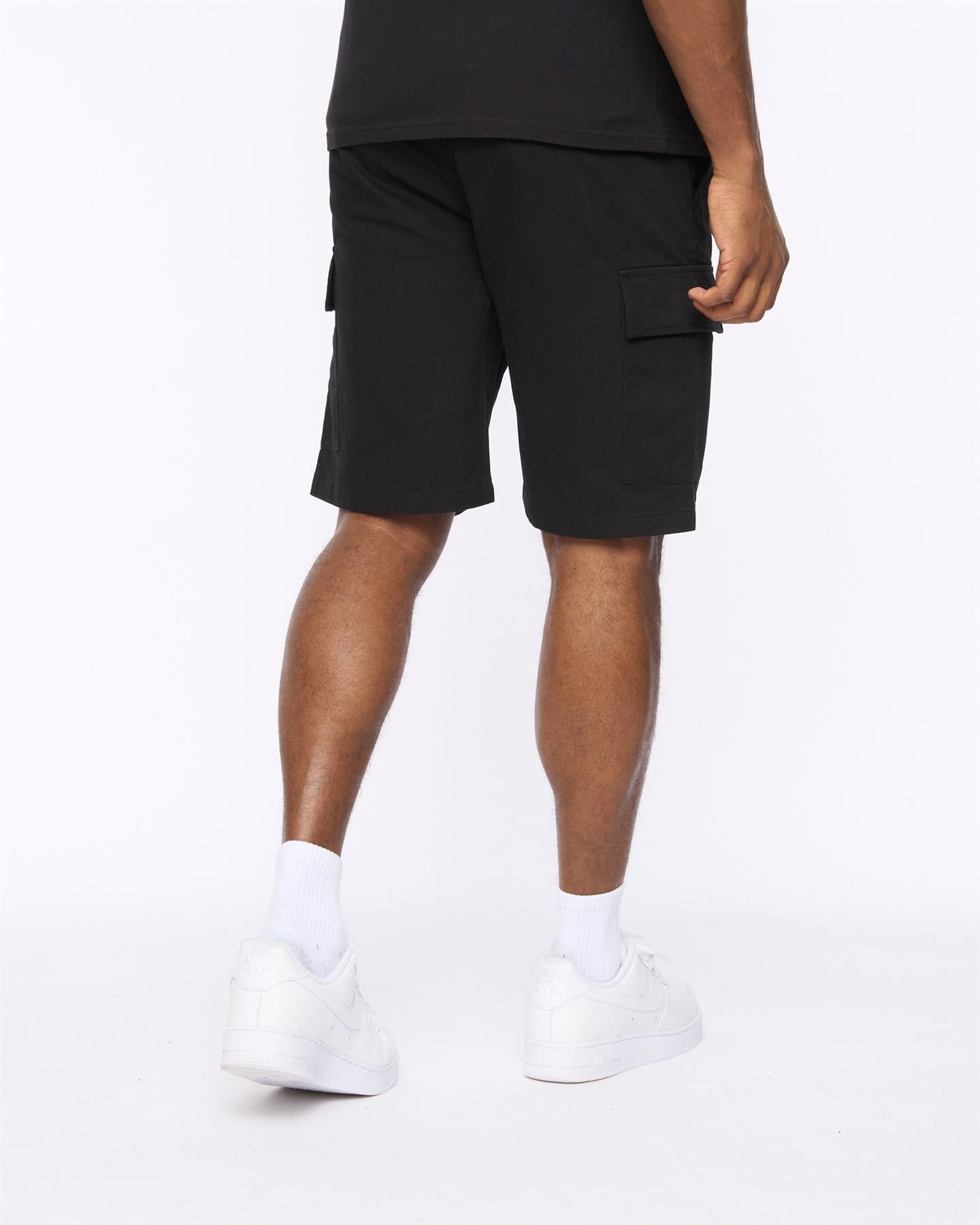 Mens Utilate Elastic Waist Cargo Shorts Black
