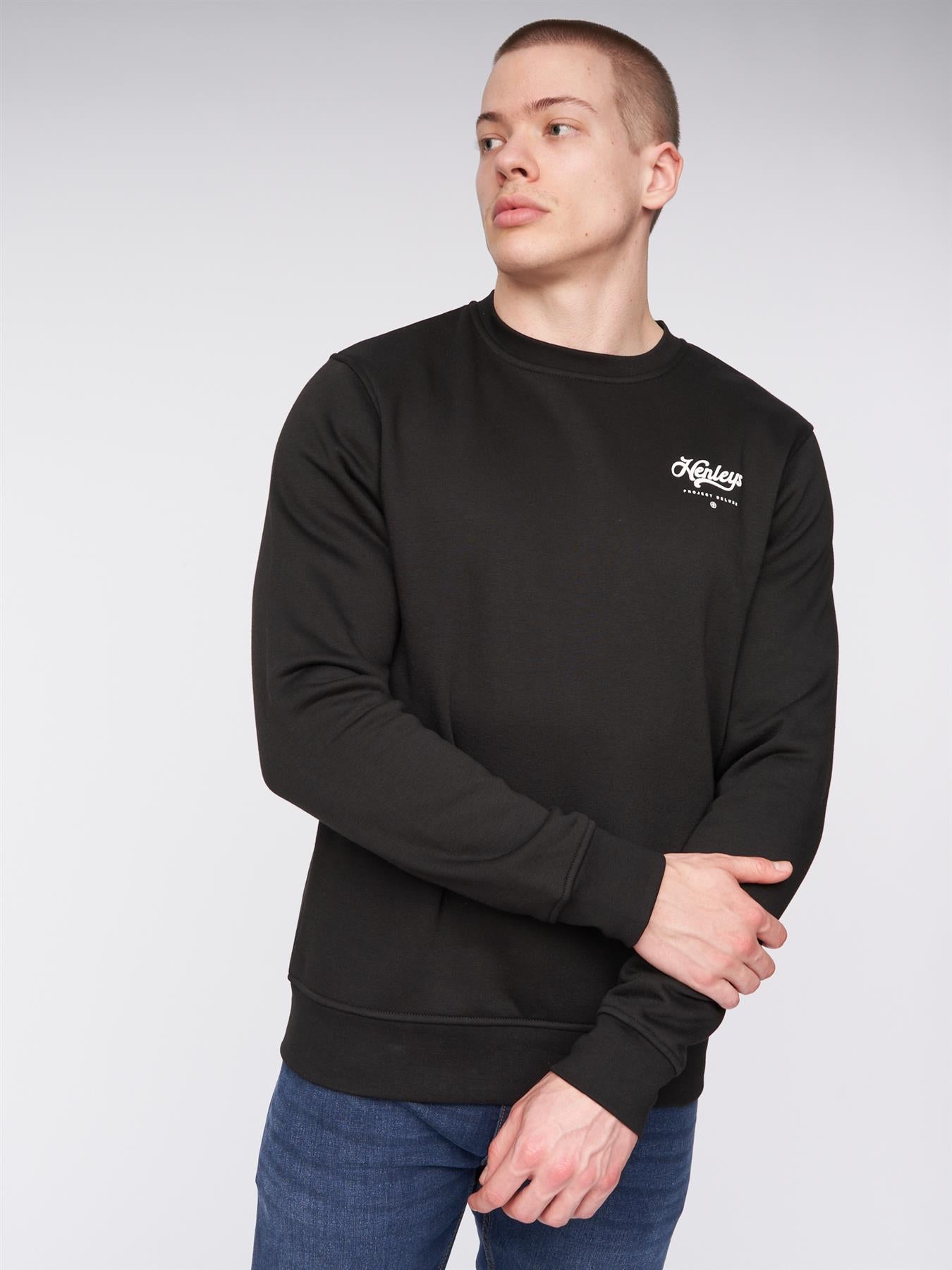 Mens Scripthen Crew Sweat Black