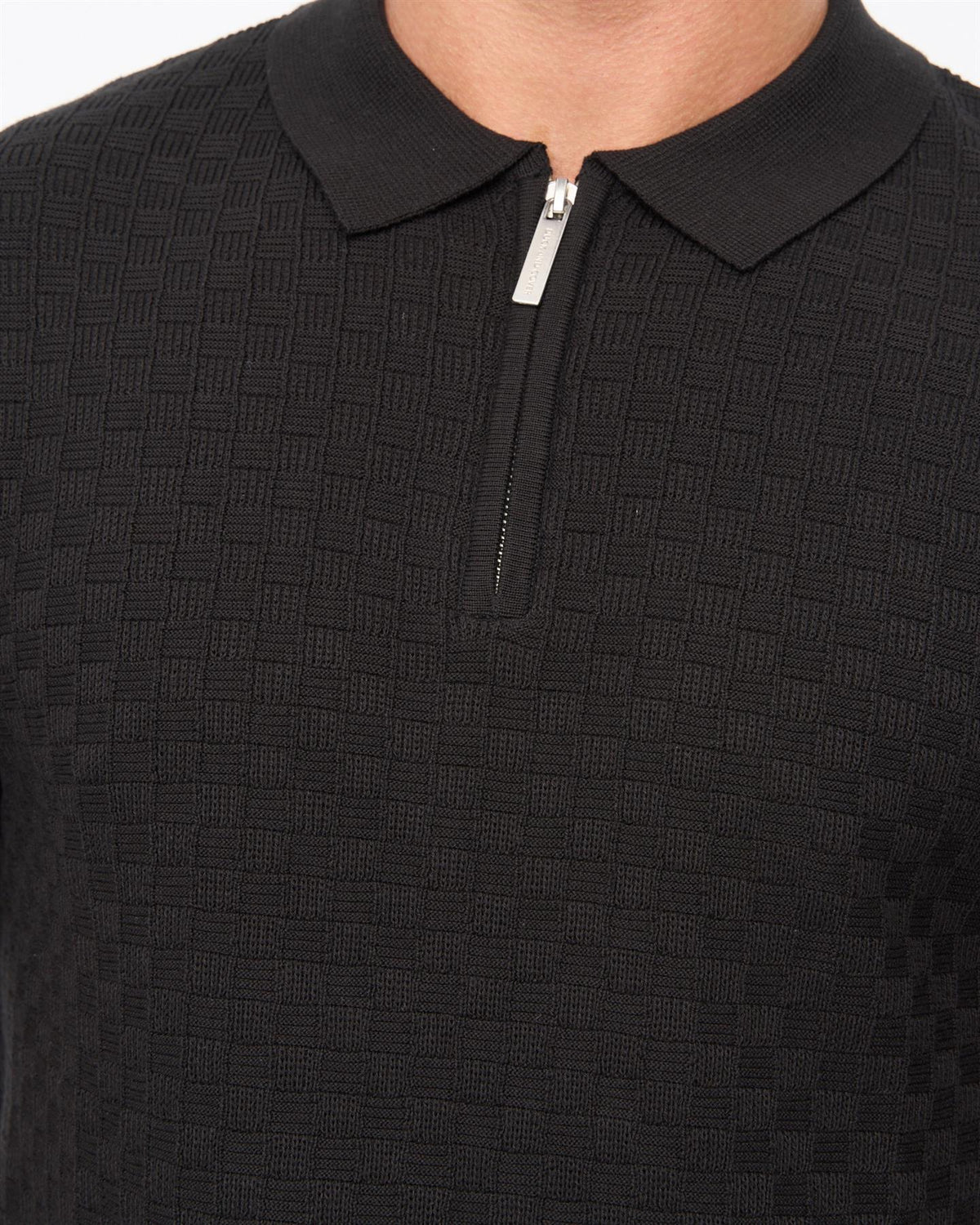 Mens Danvers Zip Knit Polo Black