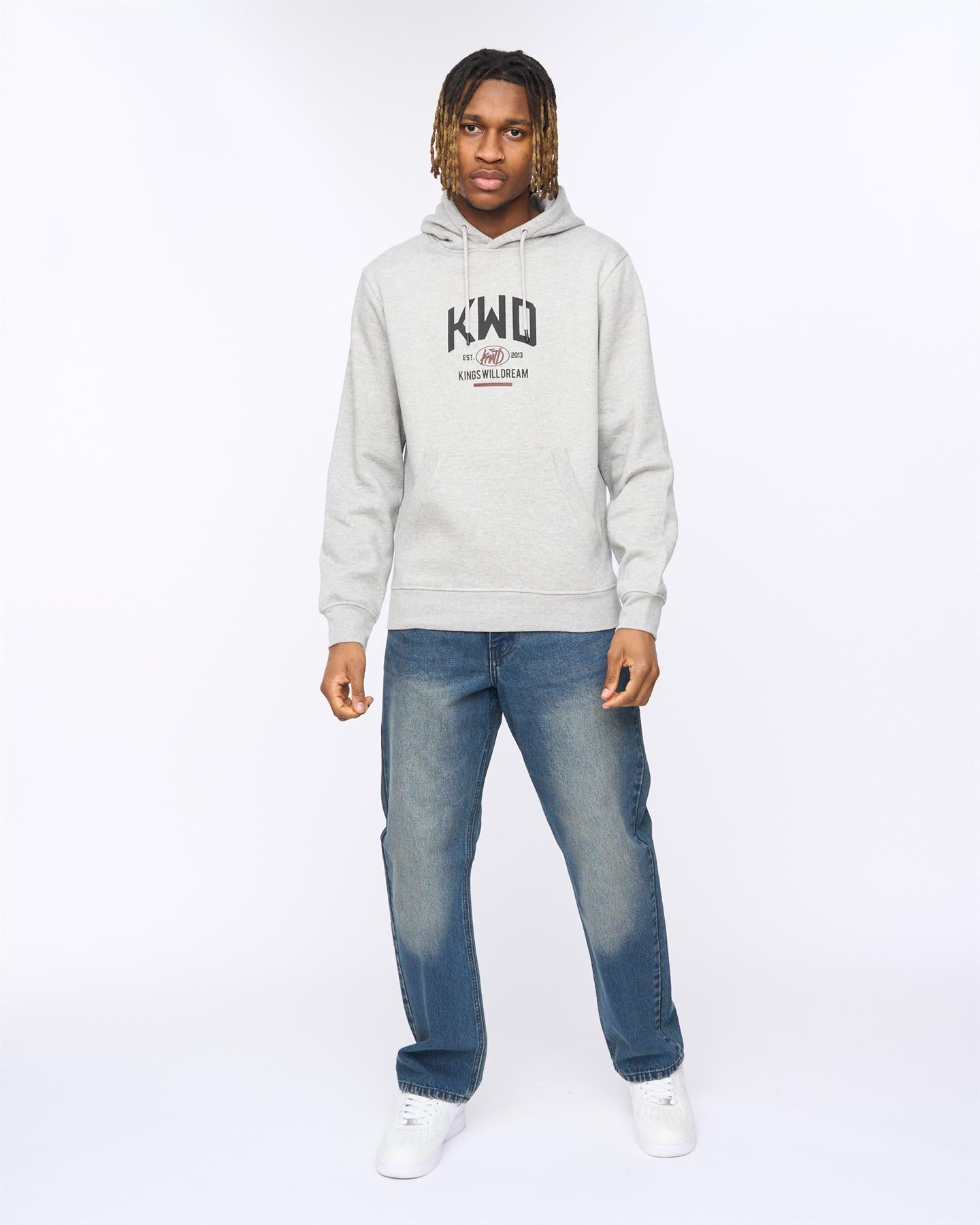 Mens Tattooed Hoodie Grey Marl