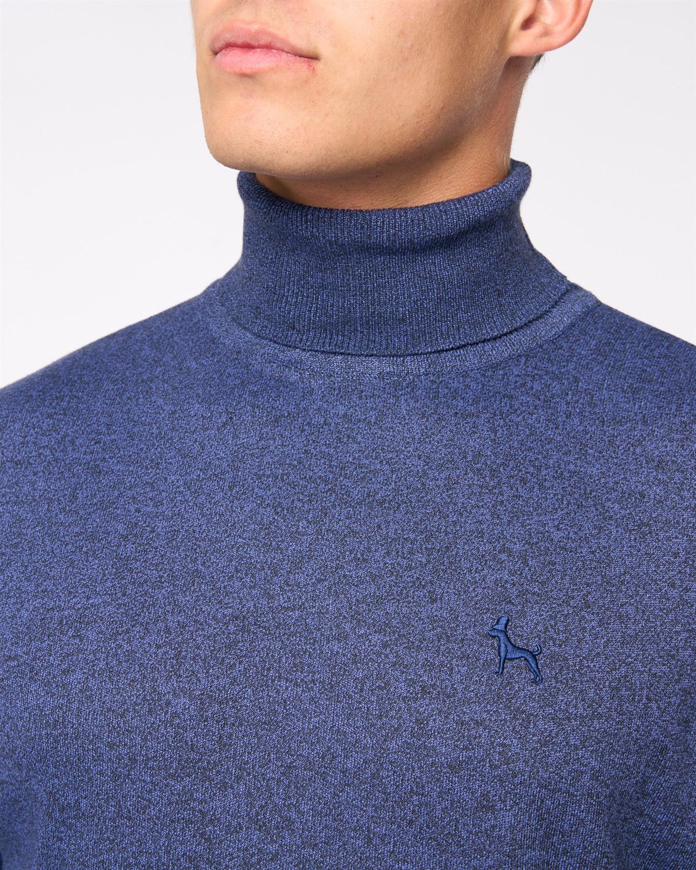 Mens  Cliveden Turtle Neck Knit Denim Marl