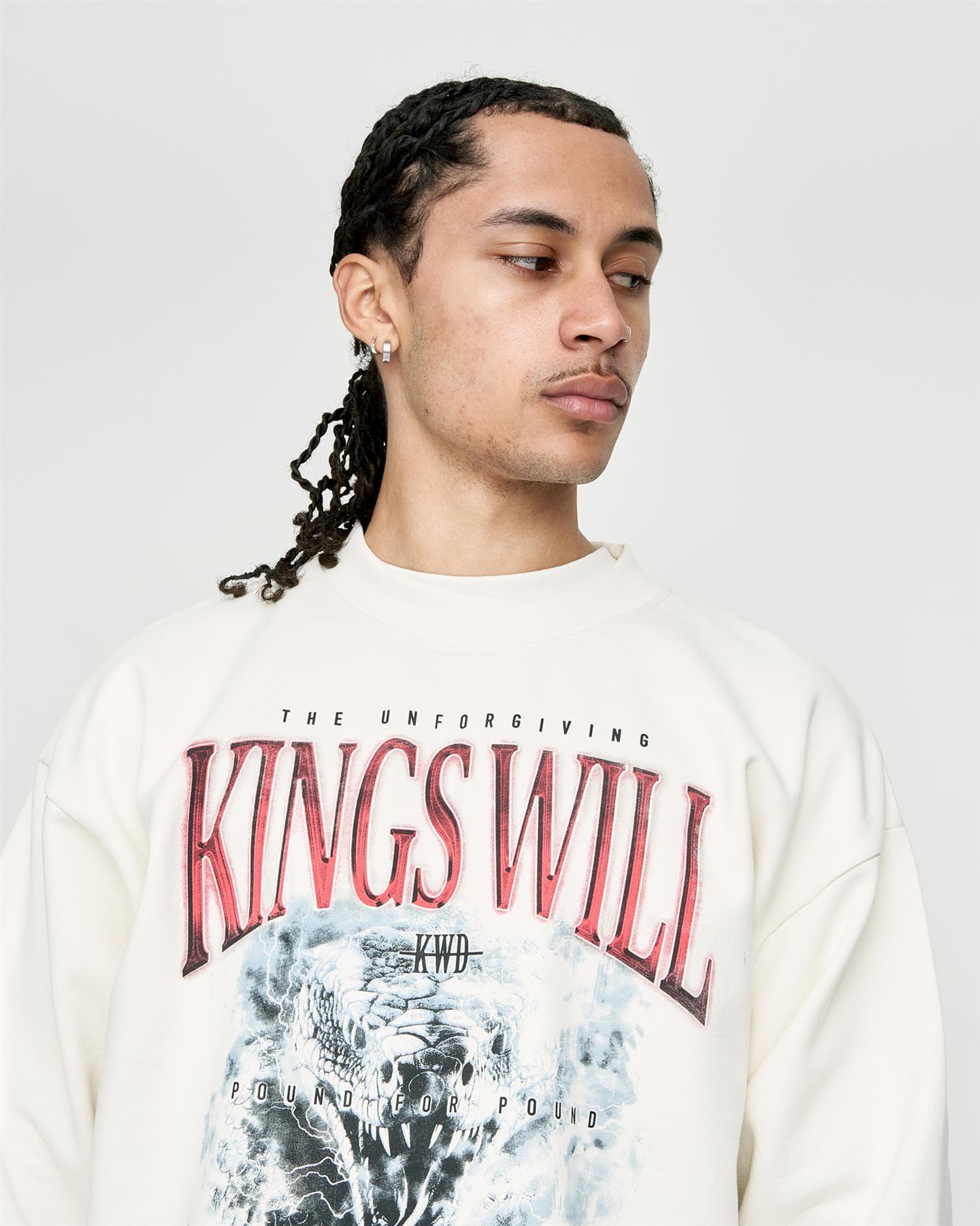 Mens Studio Snake Eyes Crew Sweat White