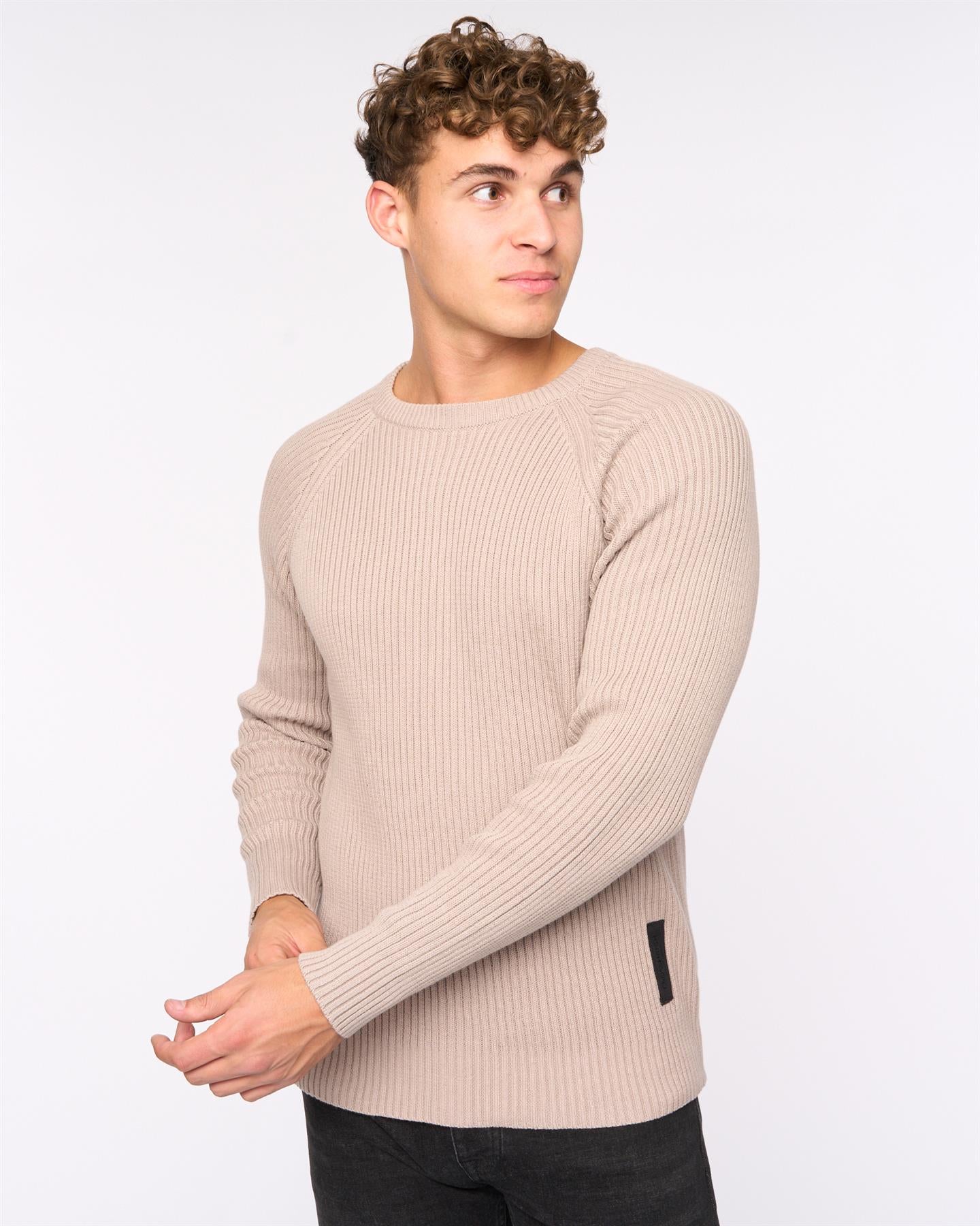 Mens Kramtax Raglan Knit Taupe