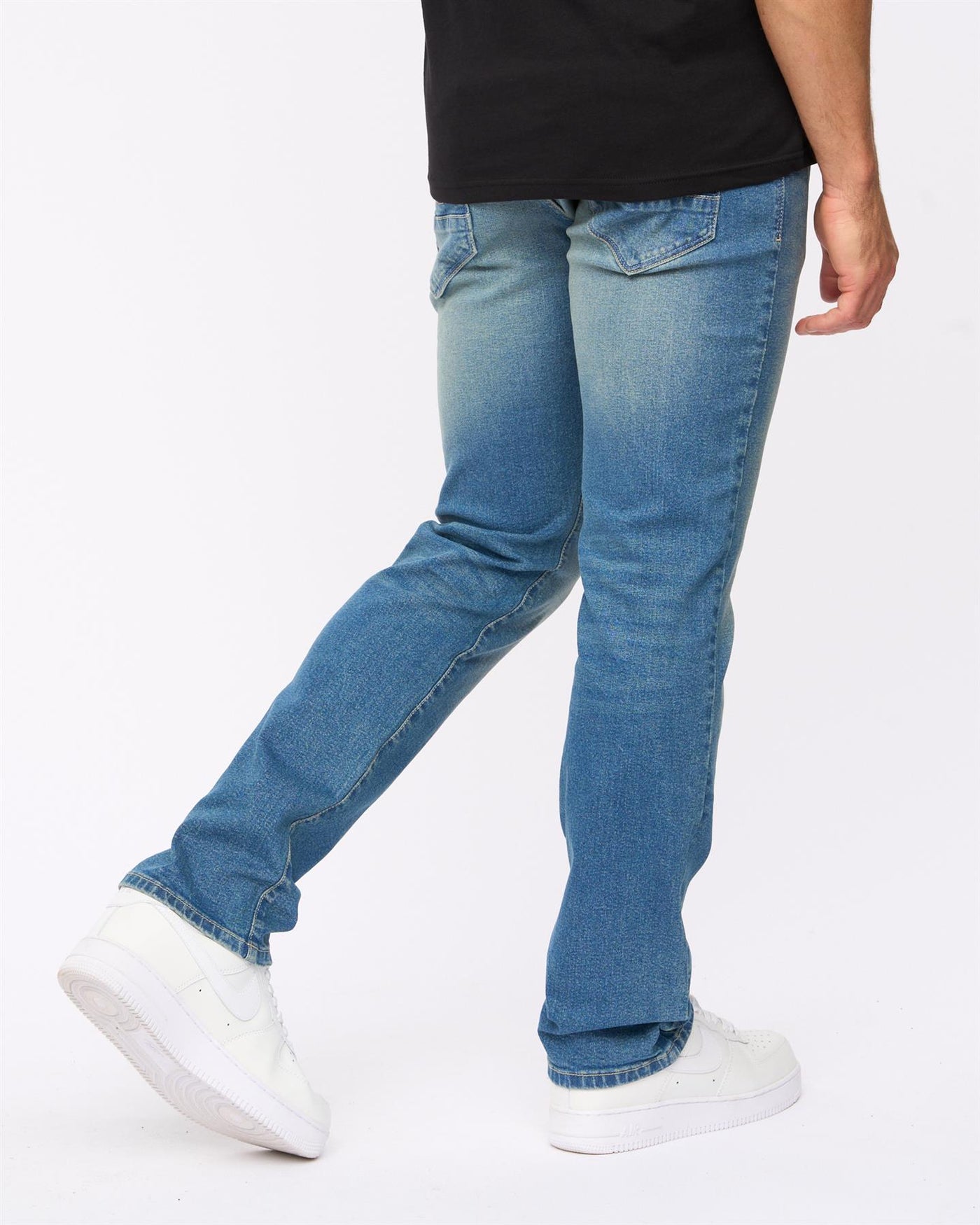Mens Farrowed Stretch Denim Jeans Stone Wash