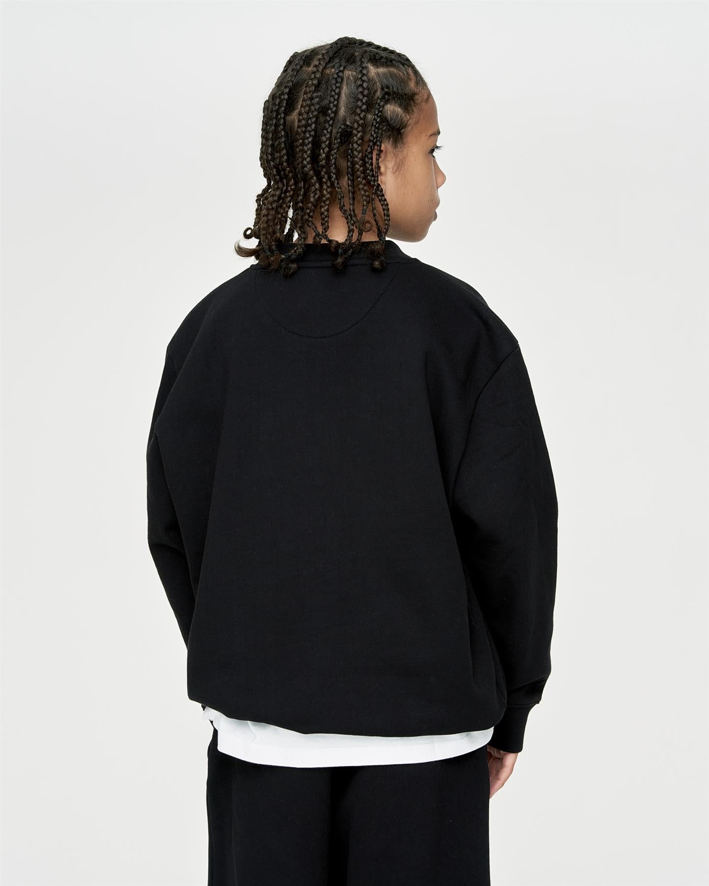 Kids Boys Studio Stacked Crew Sweat Black