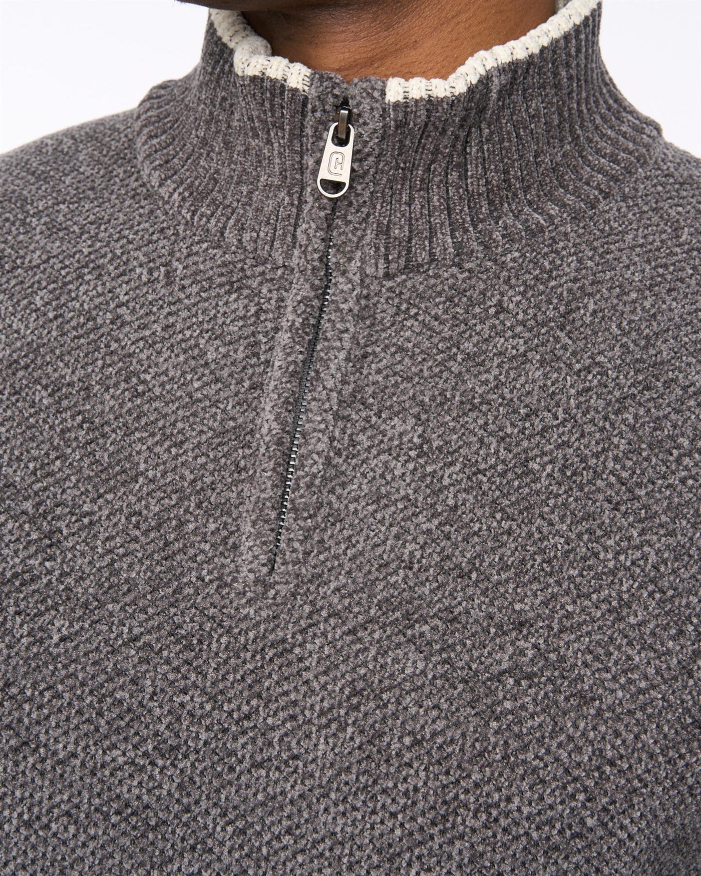 Mens Coldwell Chenille 1/4 Zip Knit Grey Marl
