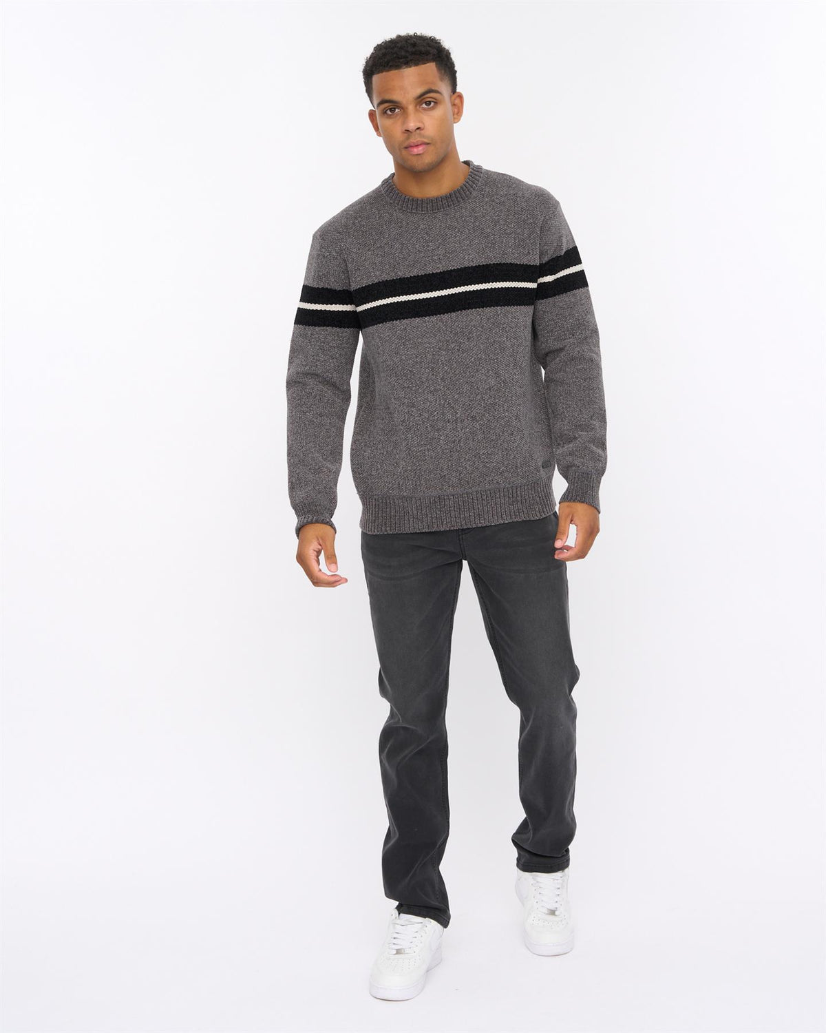 Mens Roundall Chenille Knit Grey Marl