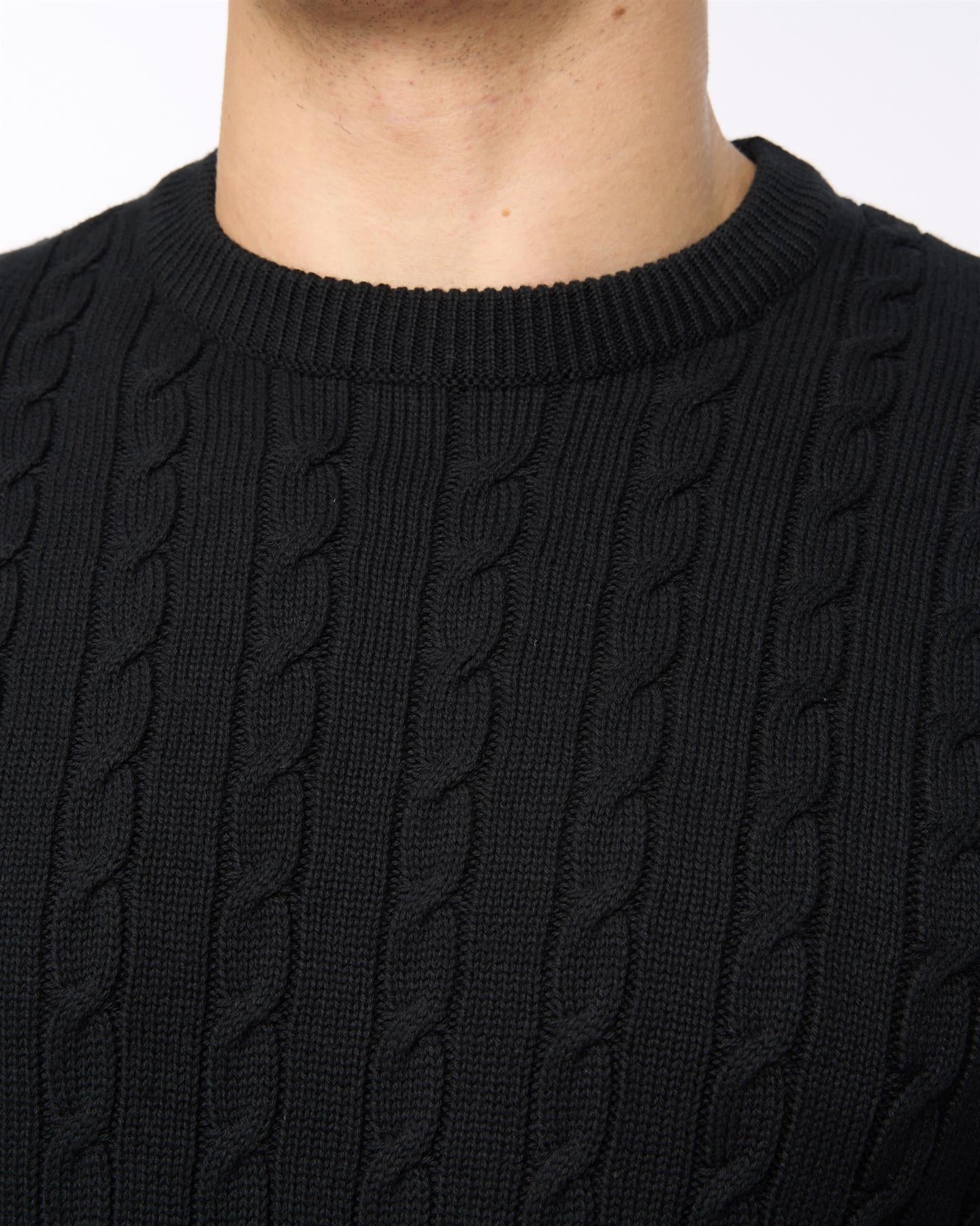 Mens Kabstars Cable Knit Black