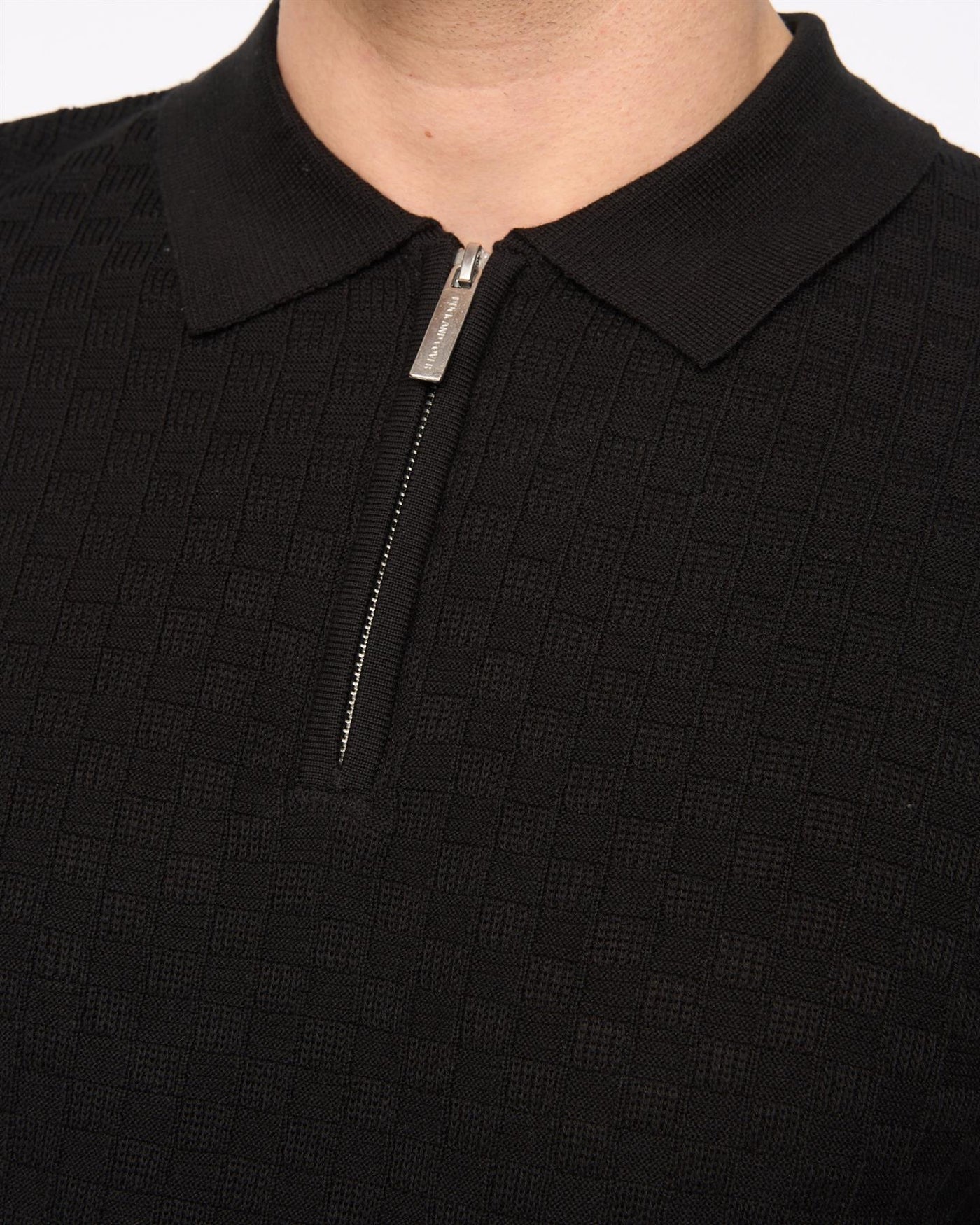 Mens Danvers Zip Knit Polo Black