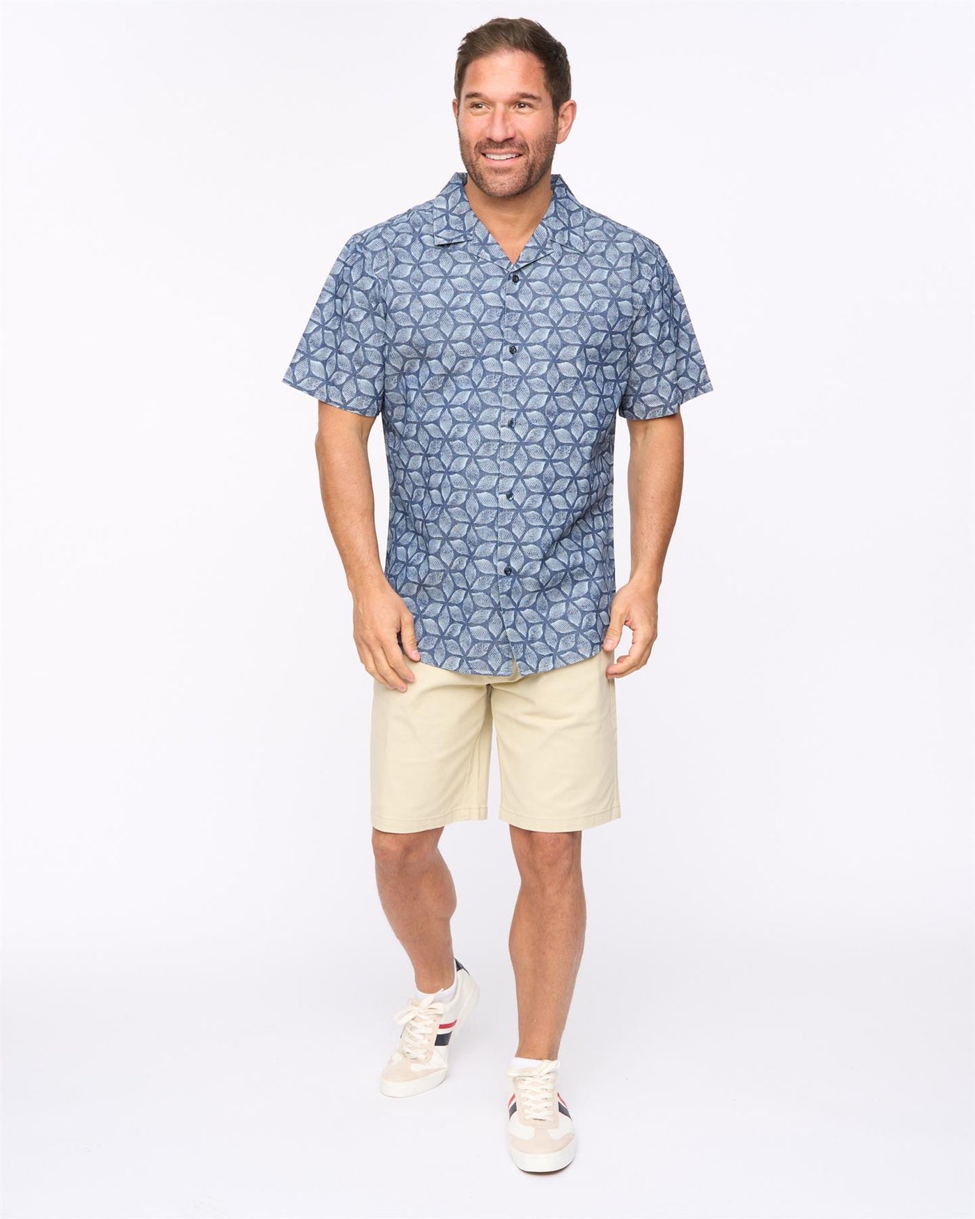 Mens Caladium Short Sleeve Shirt Blue