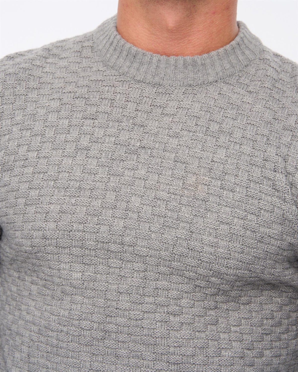 Mens Matera Textured Knit Grey Marl