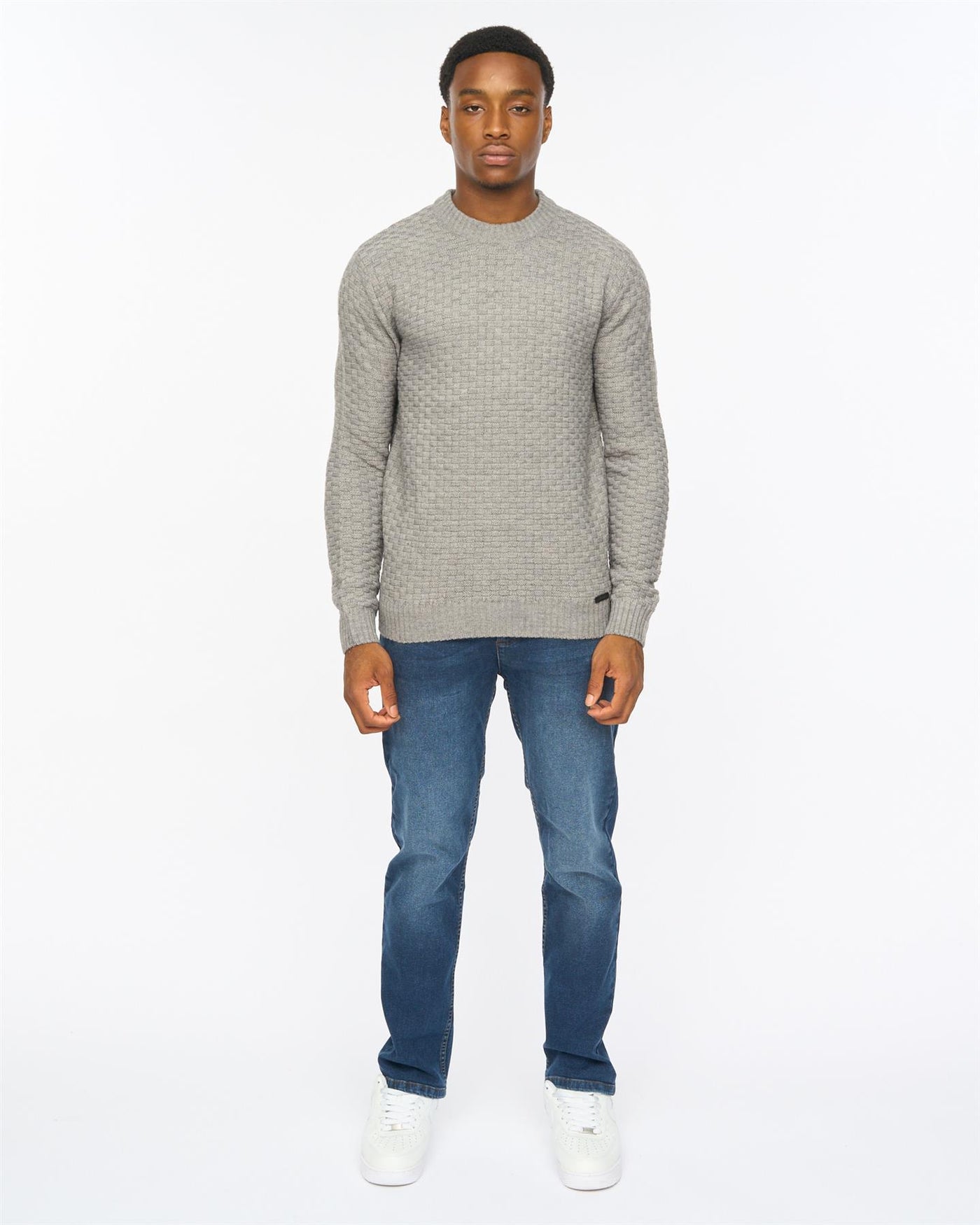 Mens Matera Textured Knit Grey Marl