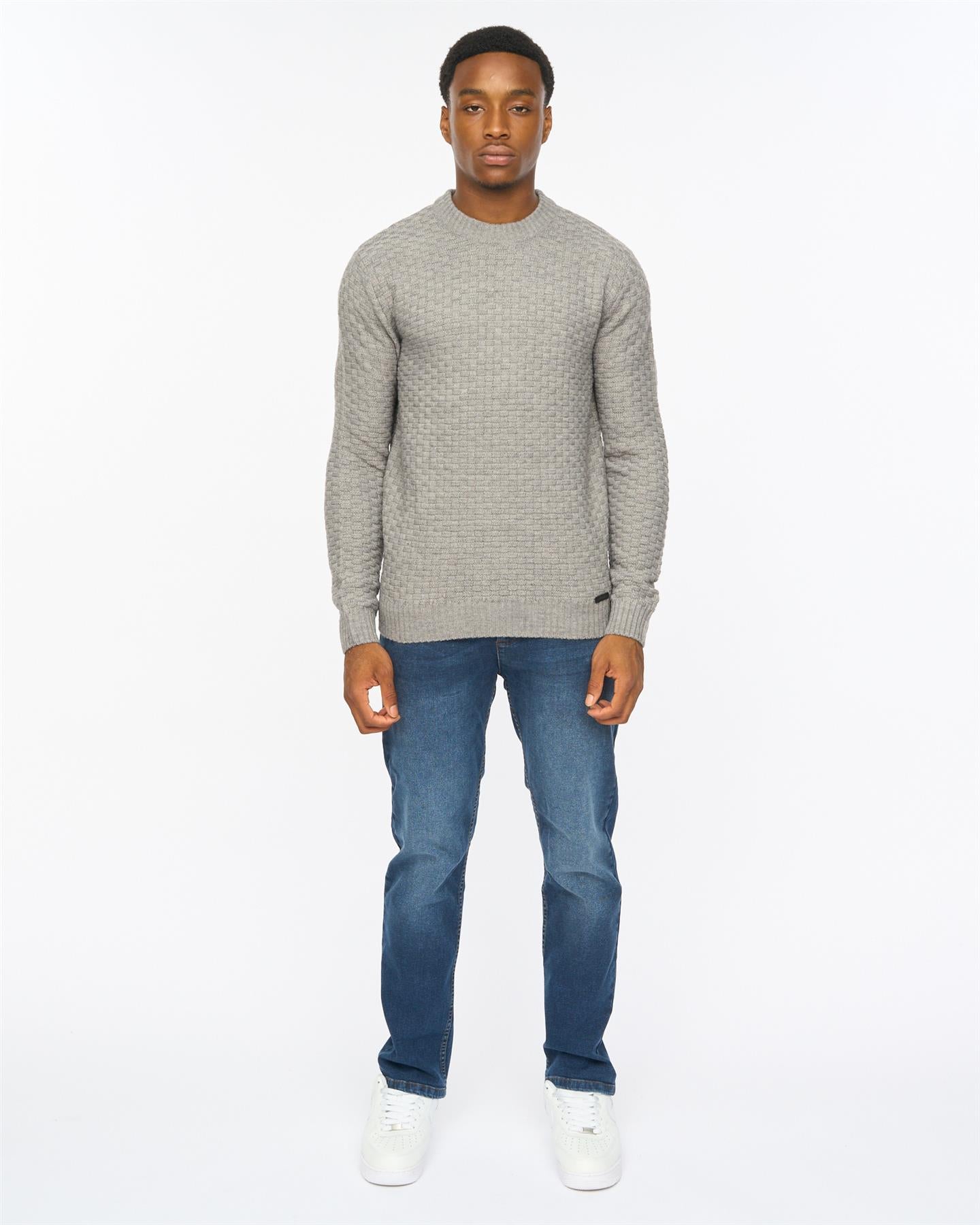 Mens Matera Textured Knit Grey Marl