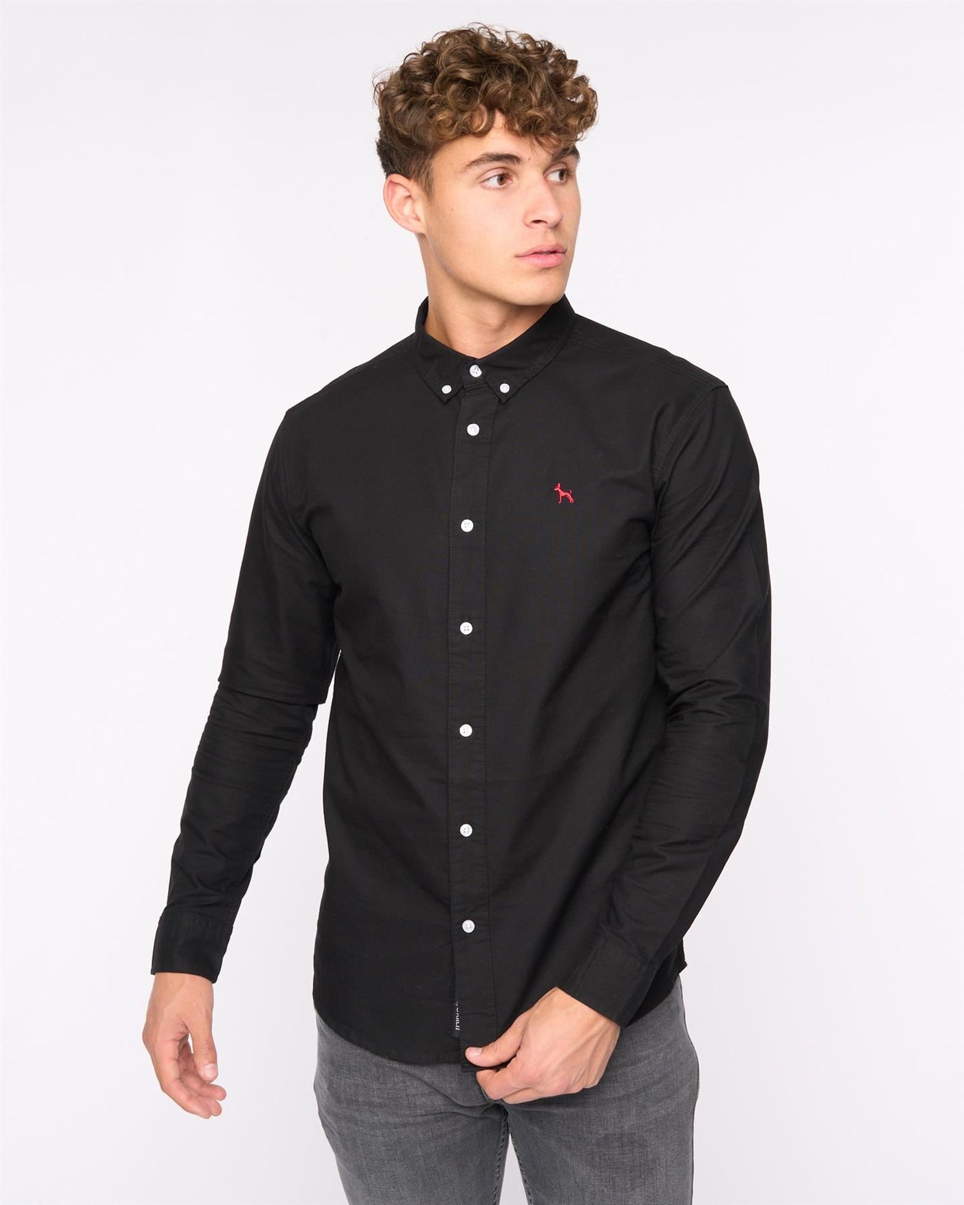Mens Chatmen Slim Fit Oxford Shirt Black