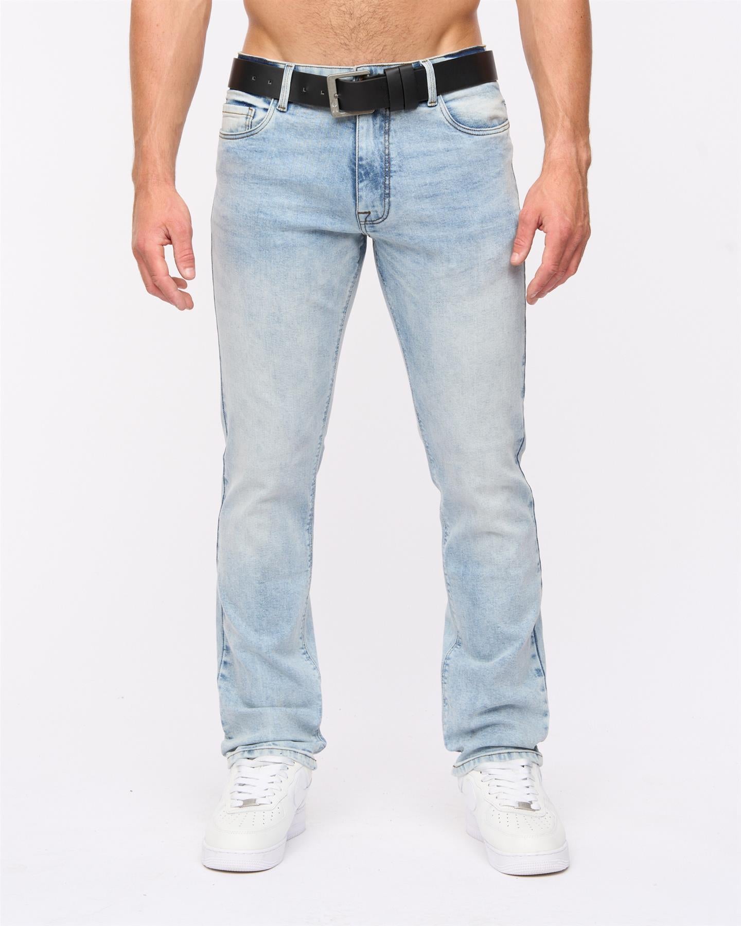 Crosshatch Mens Cadman Straight Jeans Light Wash