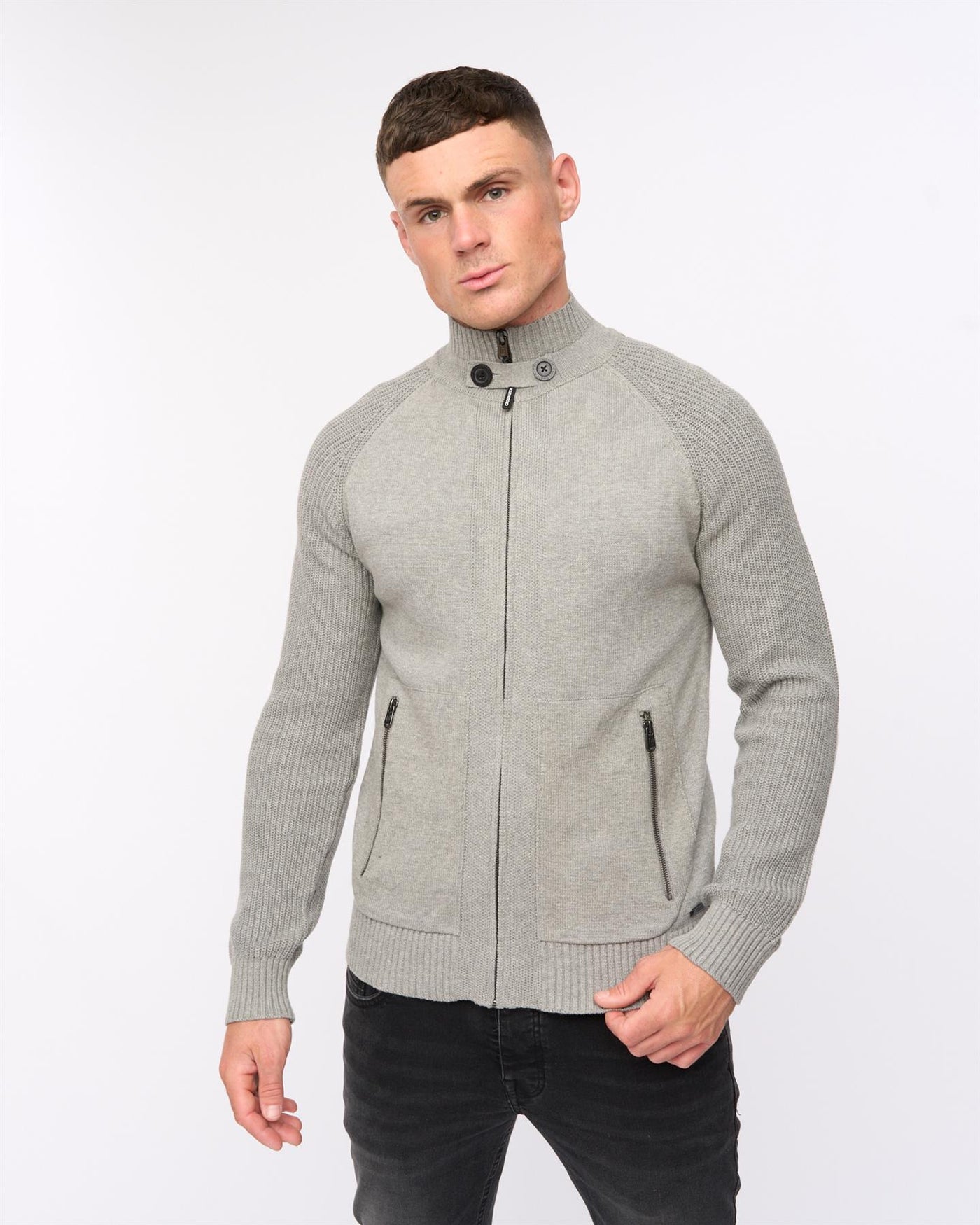 Mens Birchin Zip Thru Knit Grey
