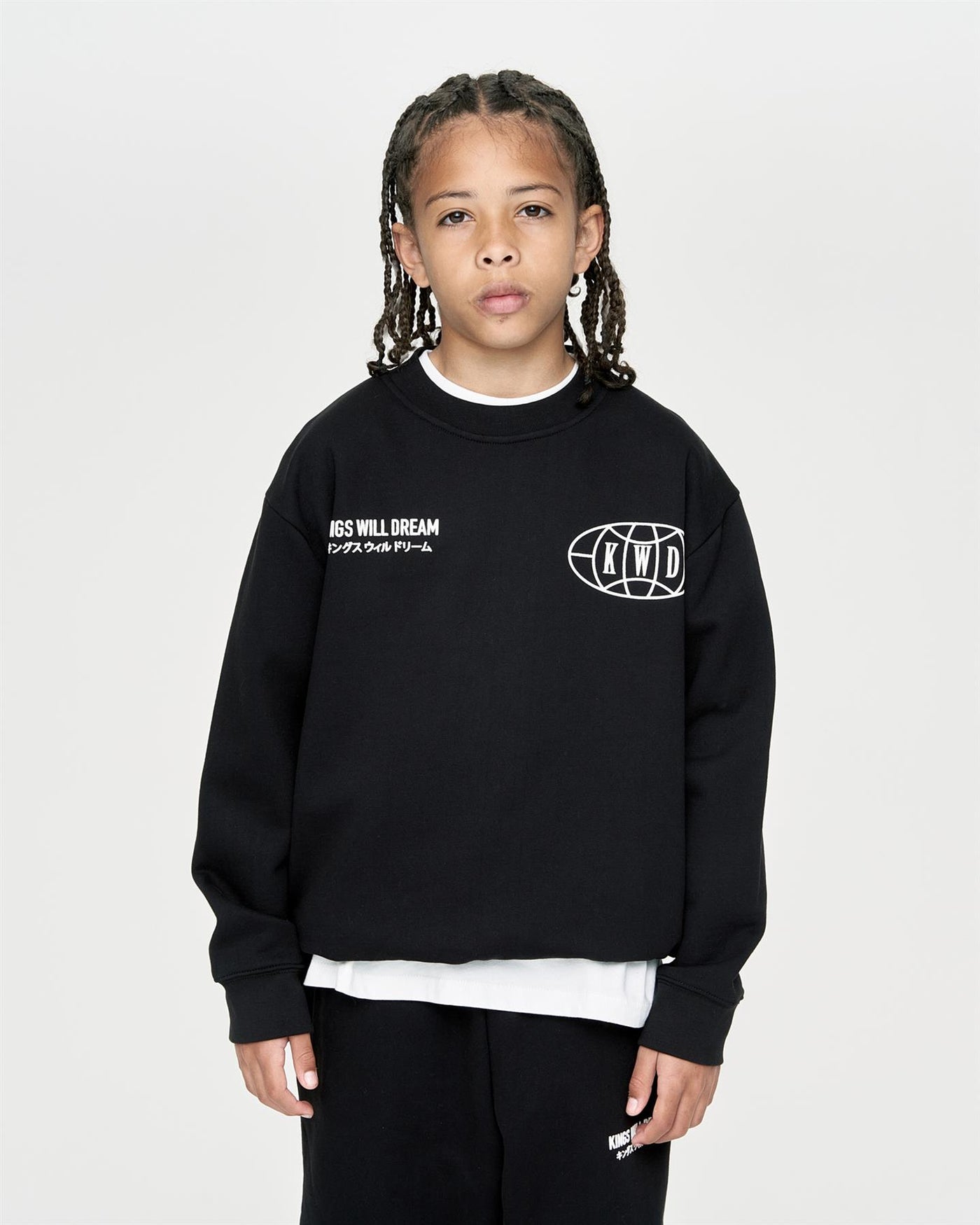 Kids Boys Studio Duo Line Crew Sweat Black