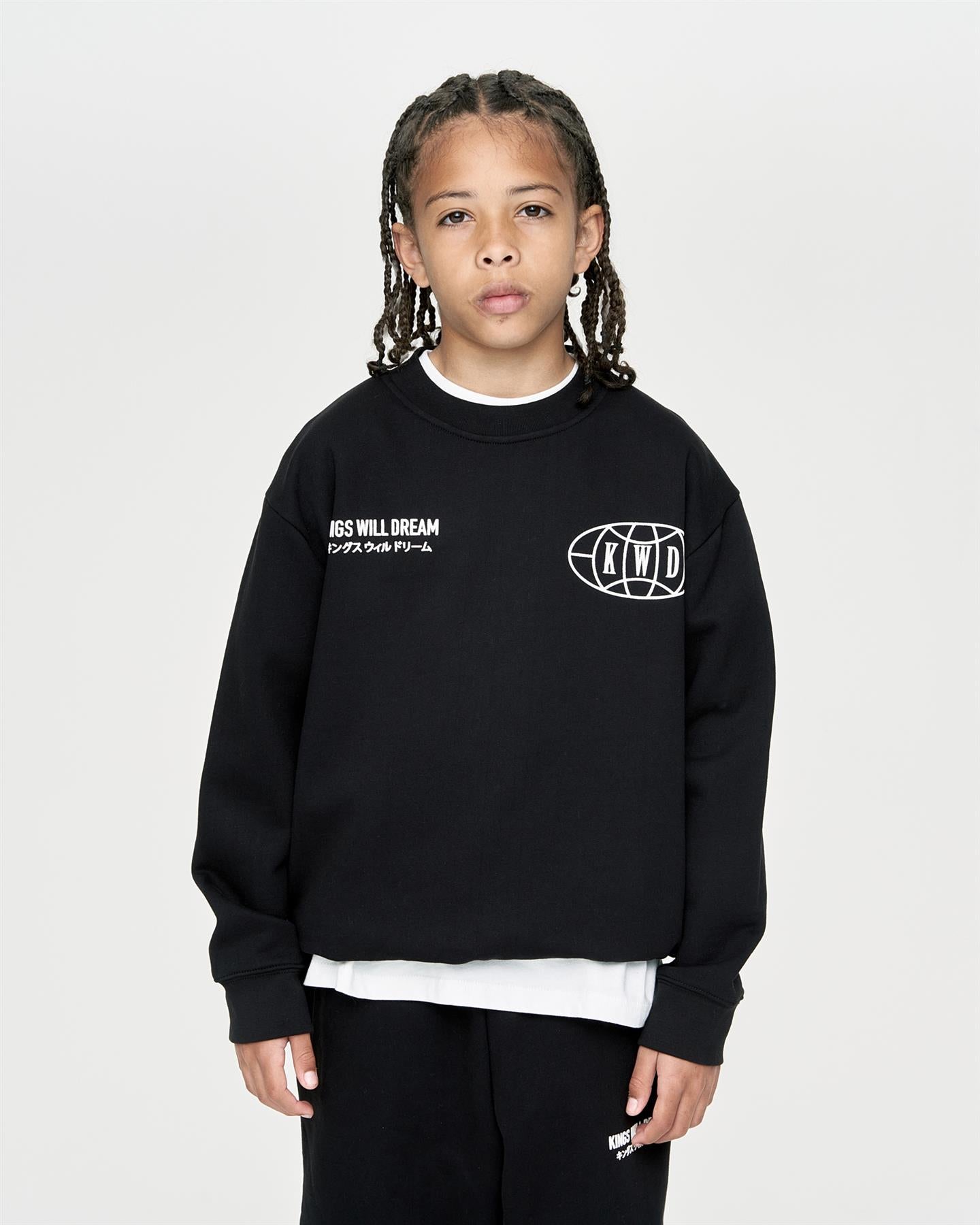 Kids Boys Studio Duo Line Crew Sweat Black