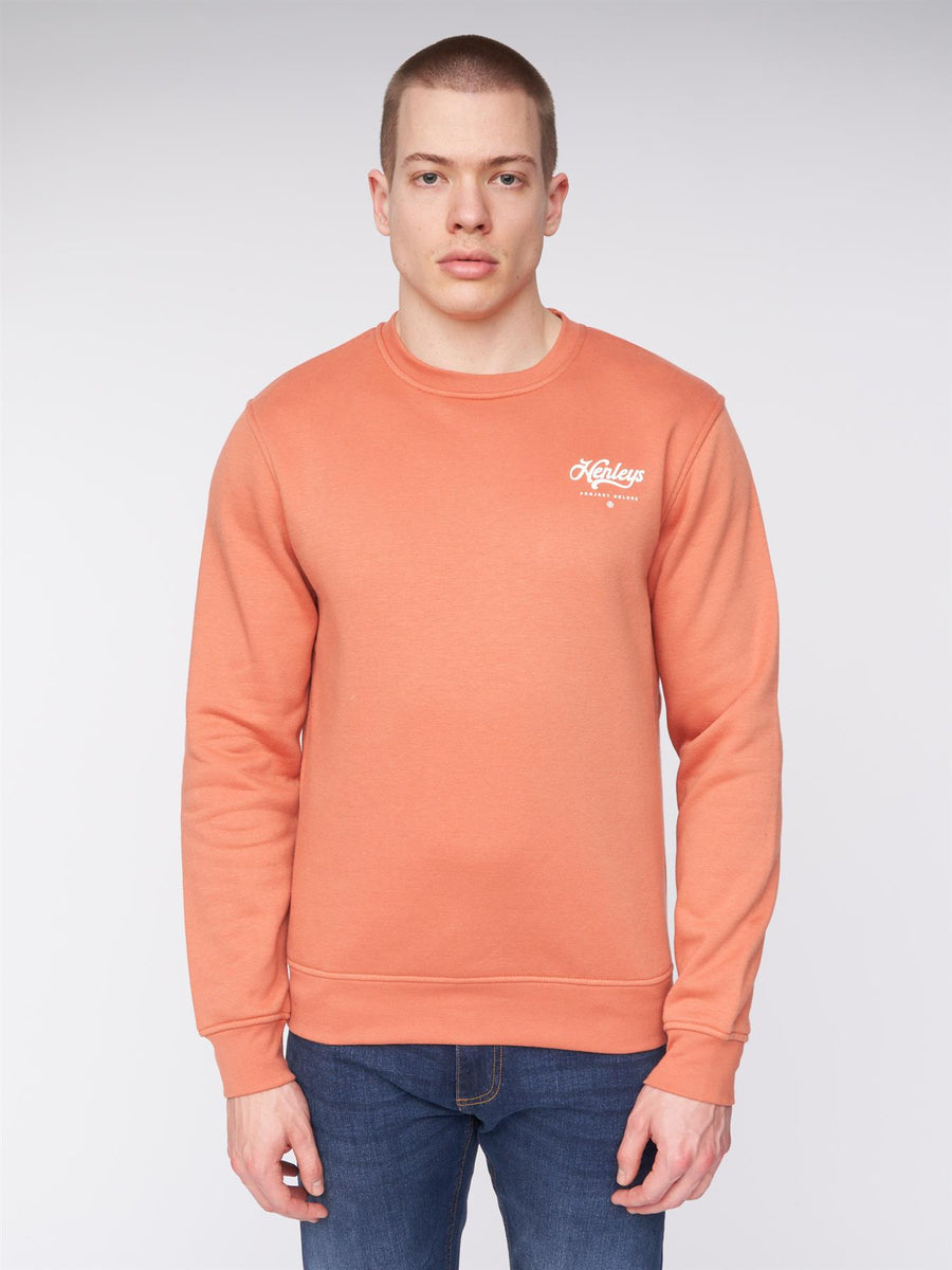 Mens Scripthen Crew Sweat Brick Red