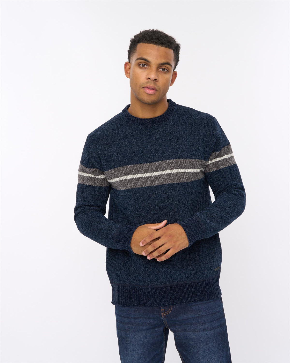 Mens Roundall Chenille Knit Navy