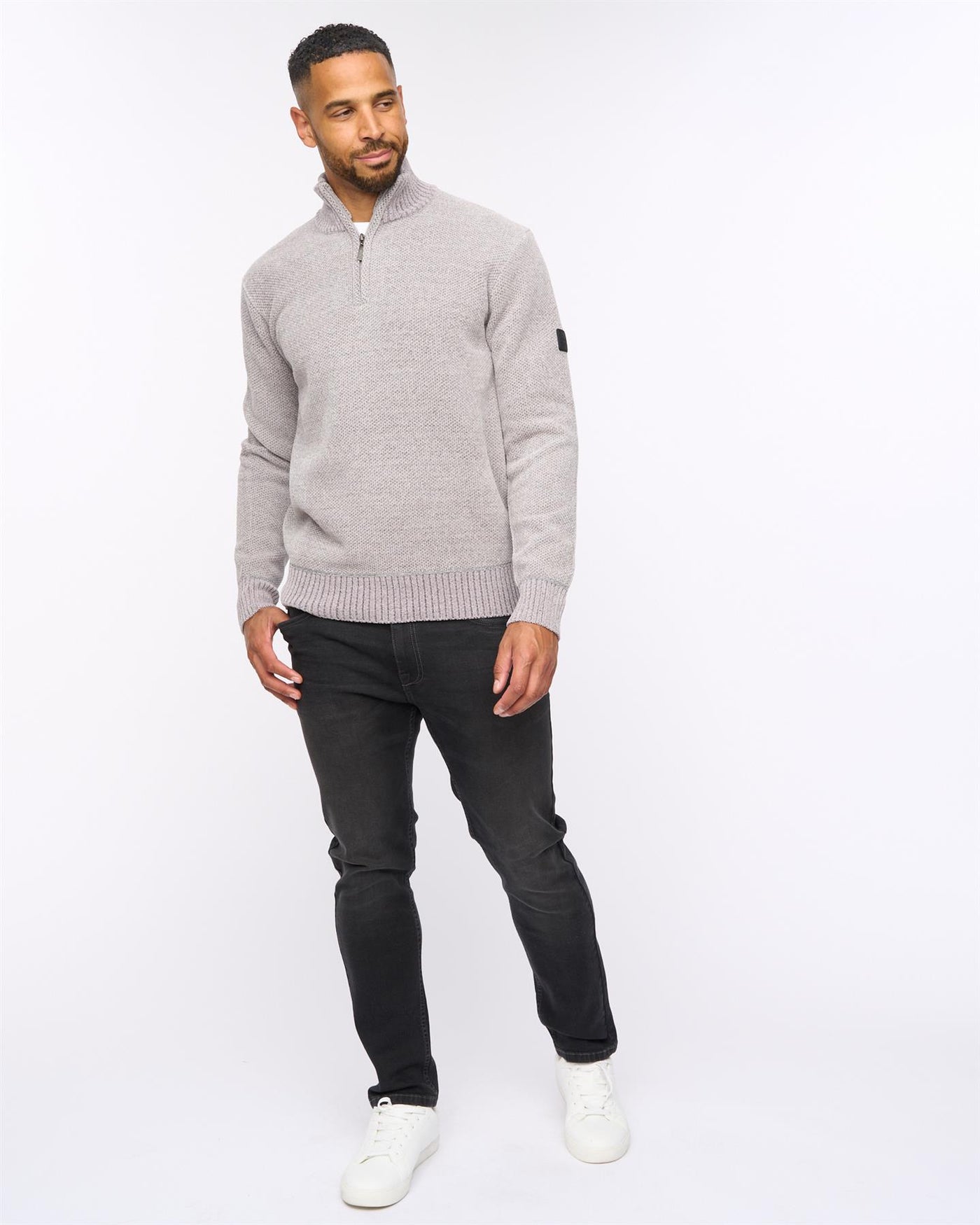 Harewood Chenille 1/4 Zip Jumper Light Grey