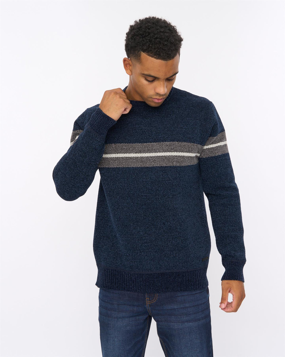 Mens Roundall Chenille Knit Navy