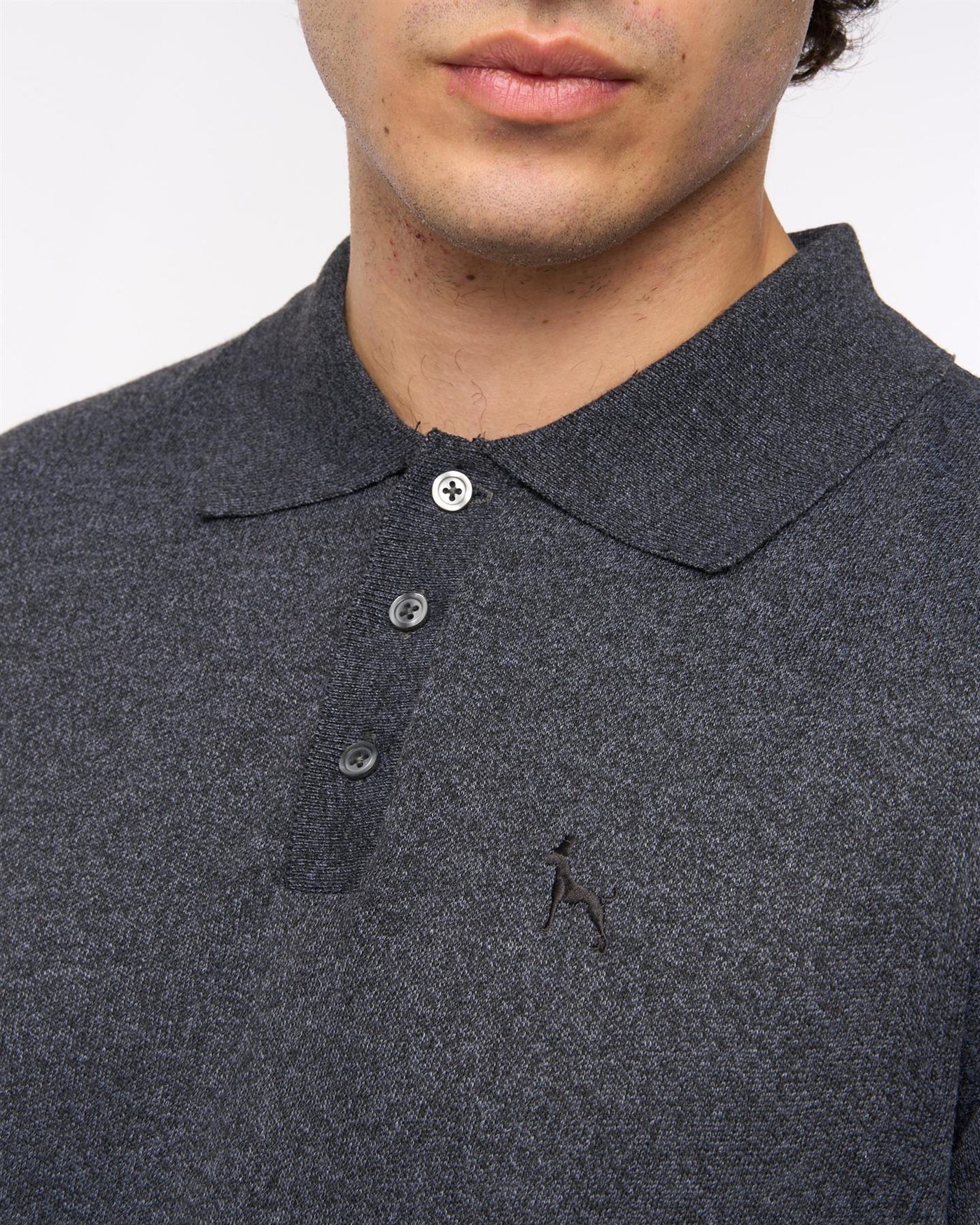 Mens Ashland Polo Neck Knit Black Marl