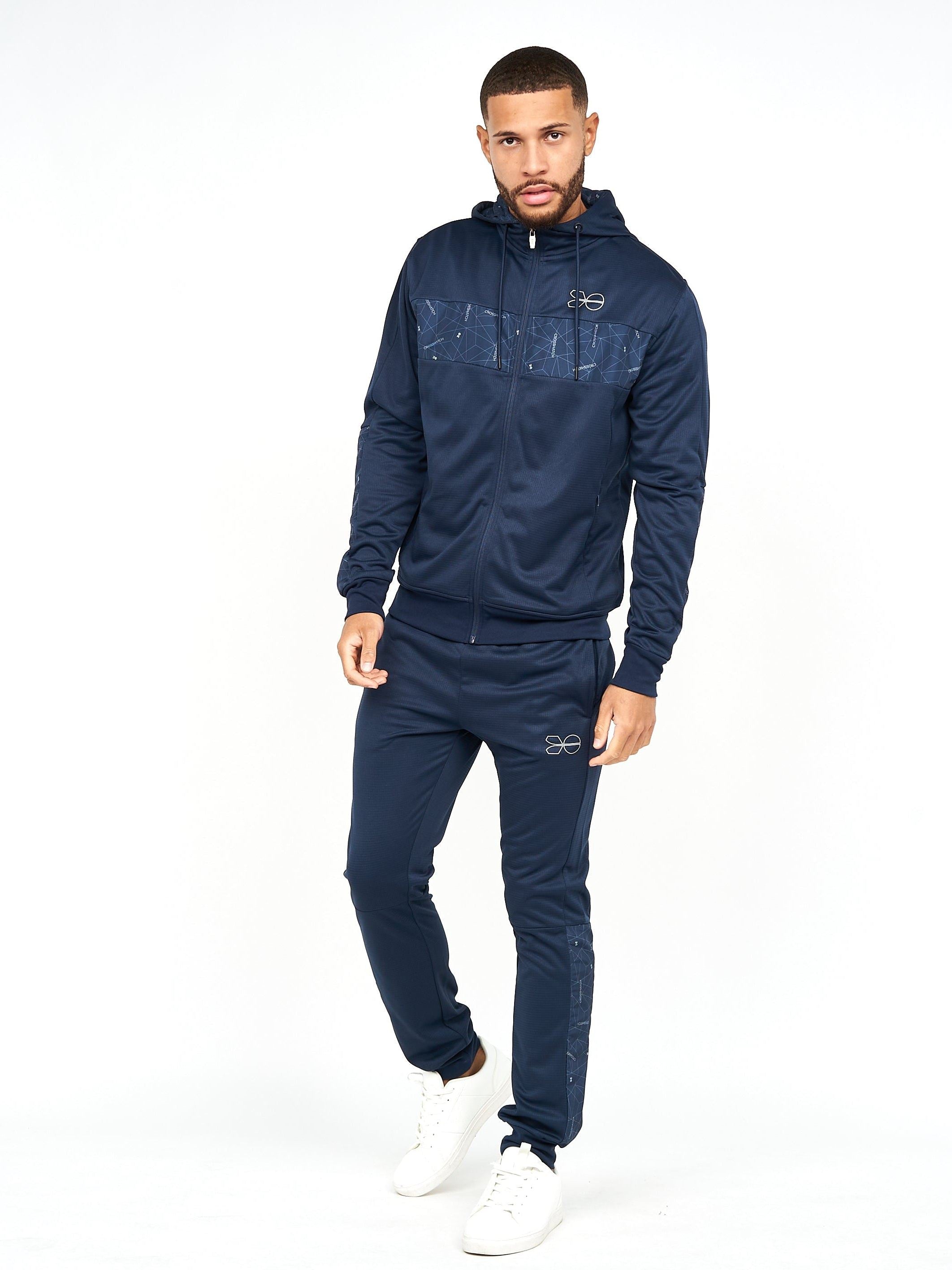 Mens Pyramid Zip Thru Tracktop Navy