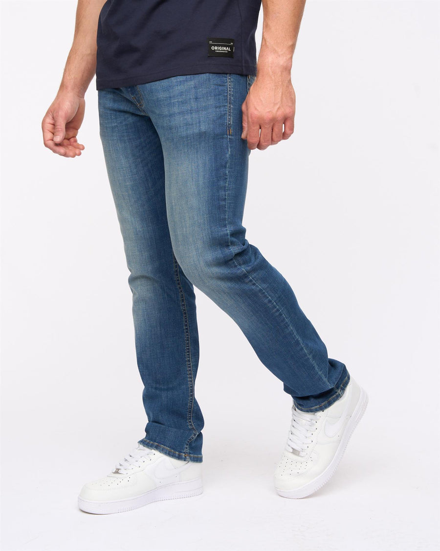 Mens Chas Straight Fit Jeans Mid Wash