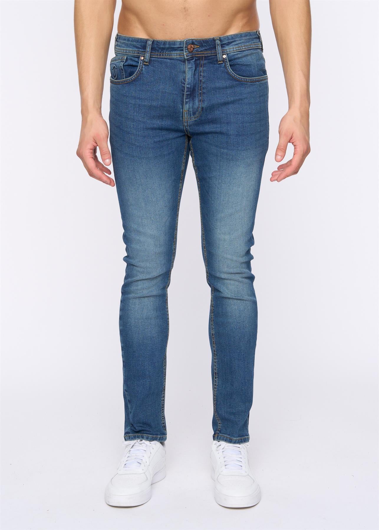 Mens Overburg Tapered Jeans Mid Wash