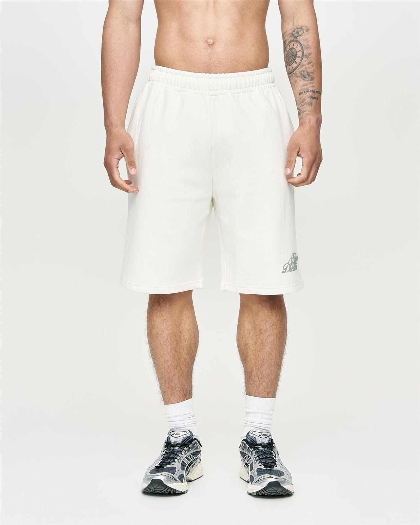 Mens Studio Scripted Jog Shorts Off White