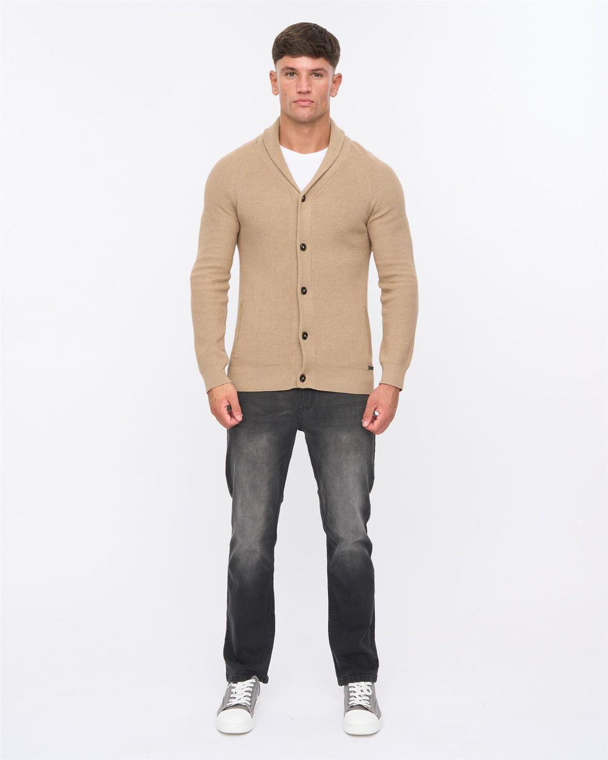 Mens Venosa Shawl Cardigan Stone