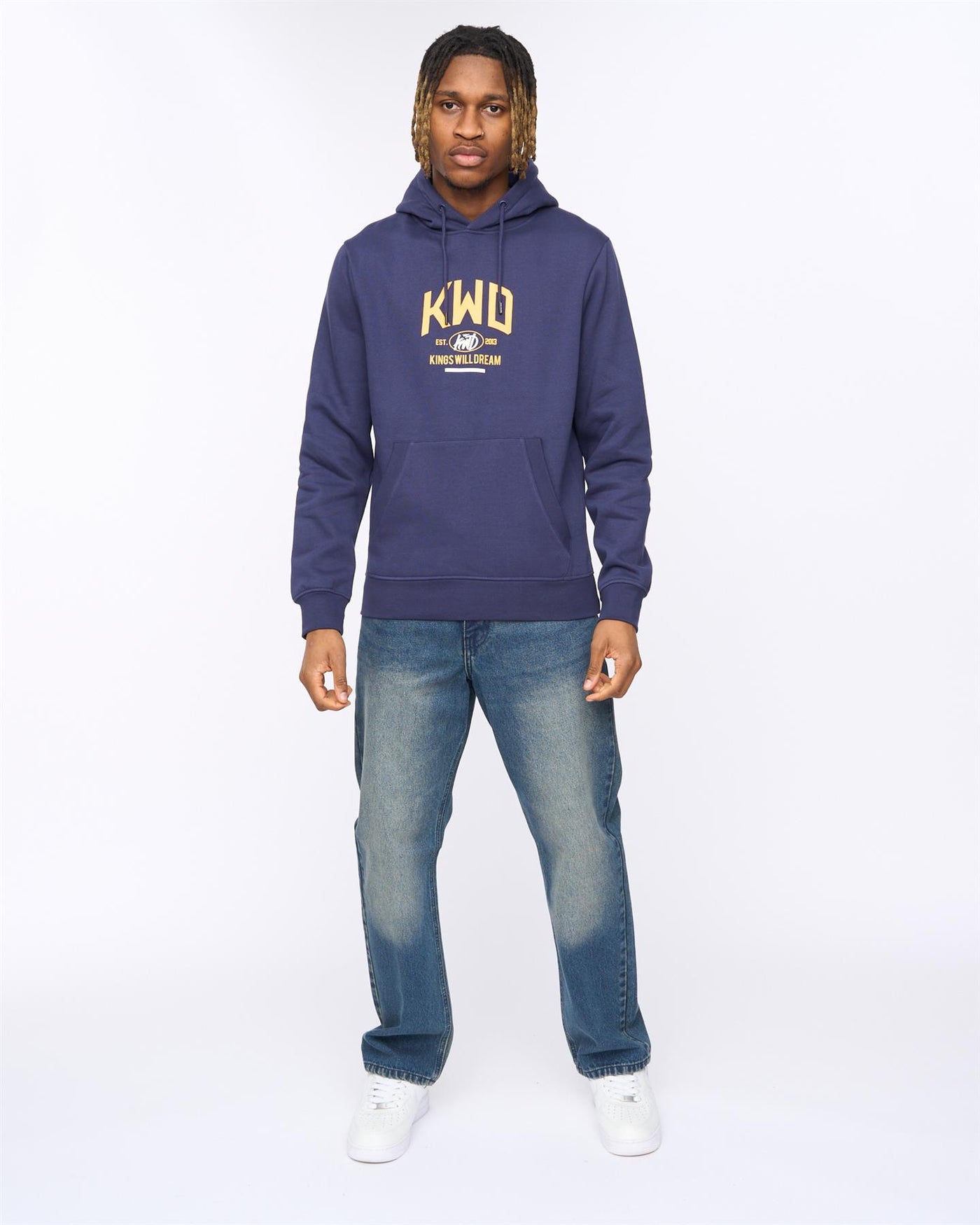 Mens Tattooed Hoodie Navy