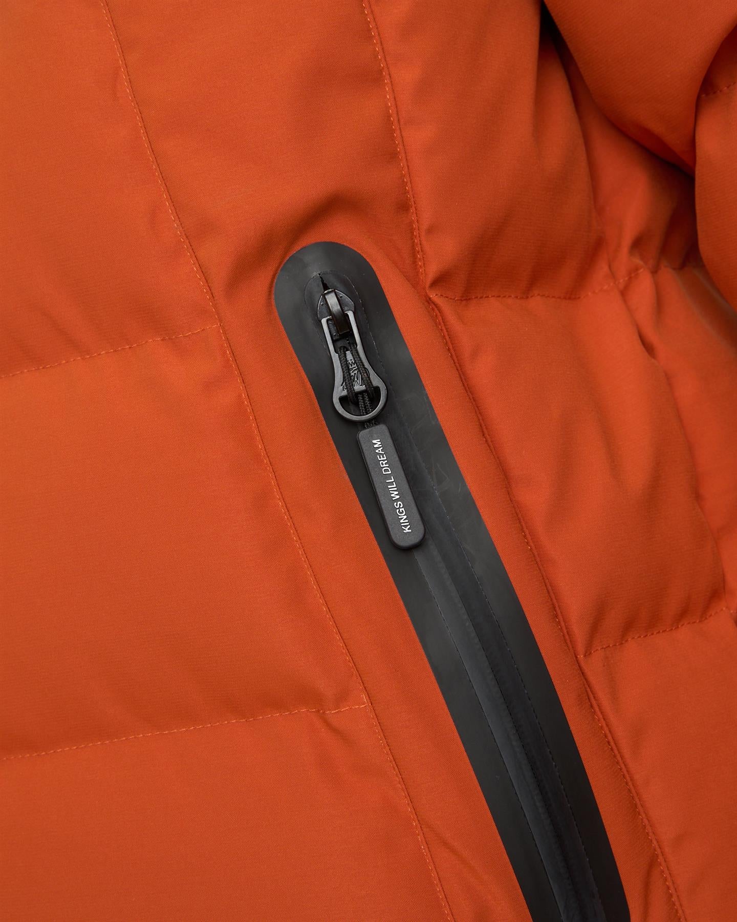 Mens Fractioned Puffer Jacket Burnt Orange